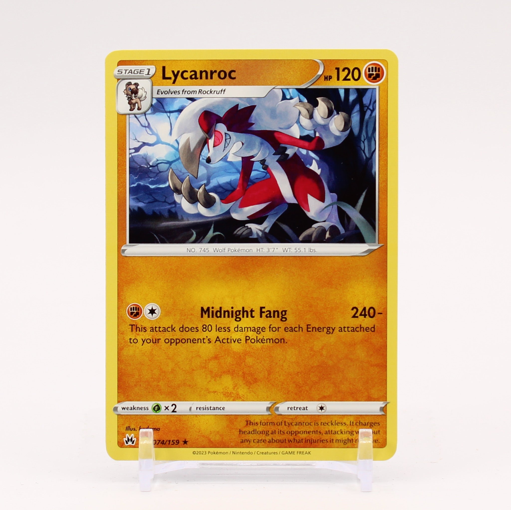 Lycanroc - 074/159 Crown Zenith Rare Pokemon - NM/MINT