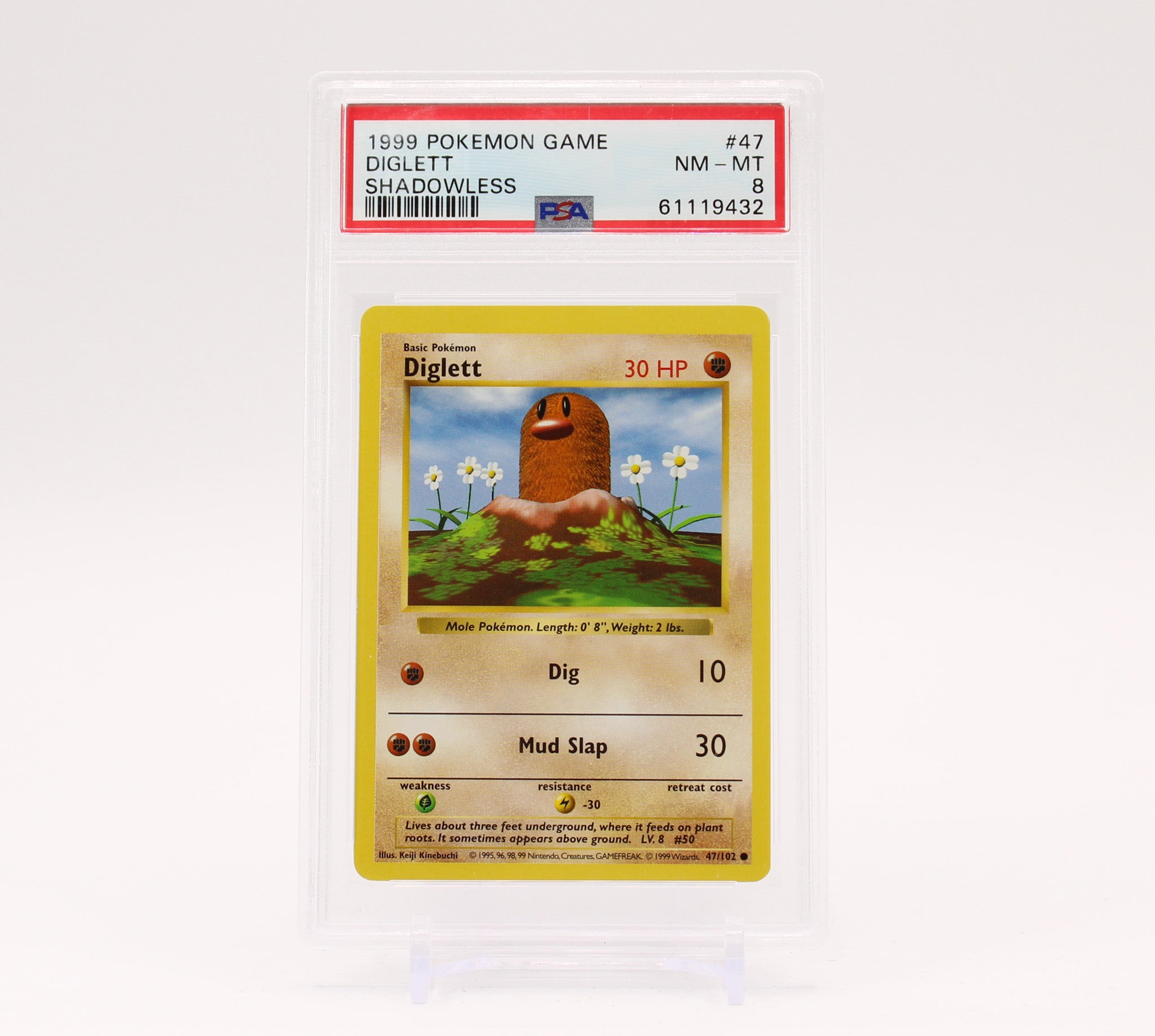 Diglett - 47/102 Shadowless PSA 8 Base Set Pokemon - NM/MINT