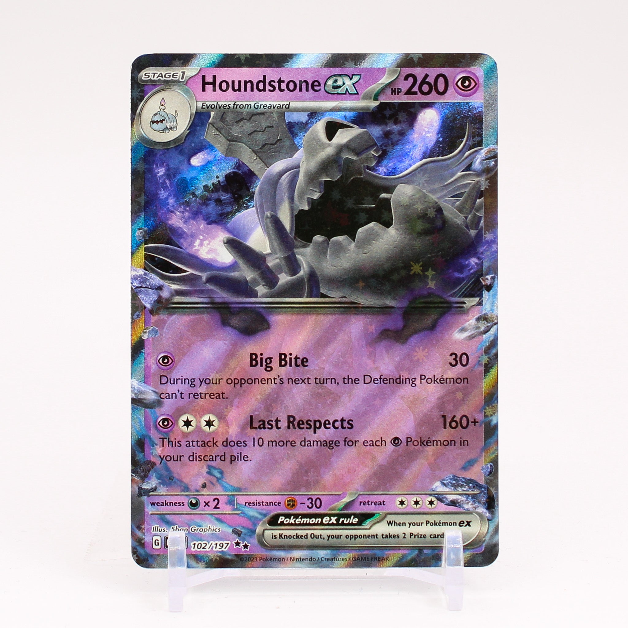 Houndstone ex - 102/197 Obsidian Flames Double Rare Pokemon - NM/MINT