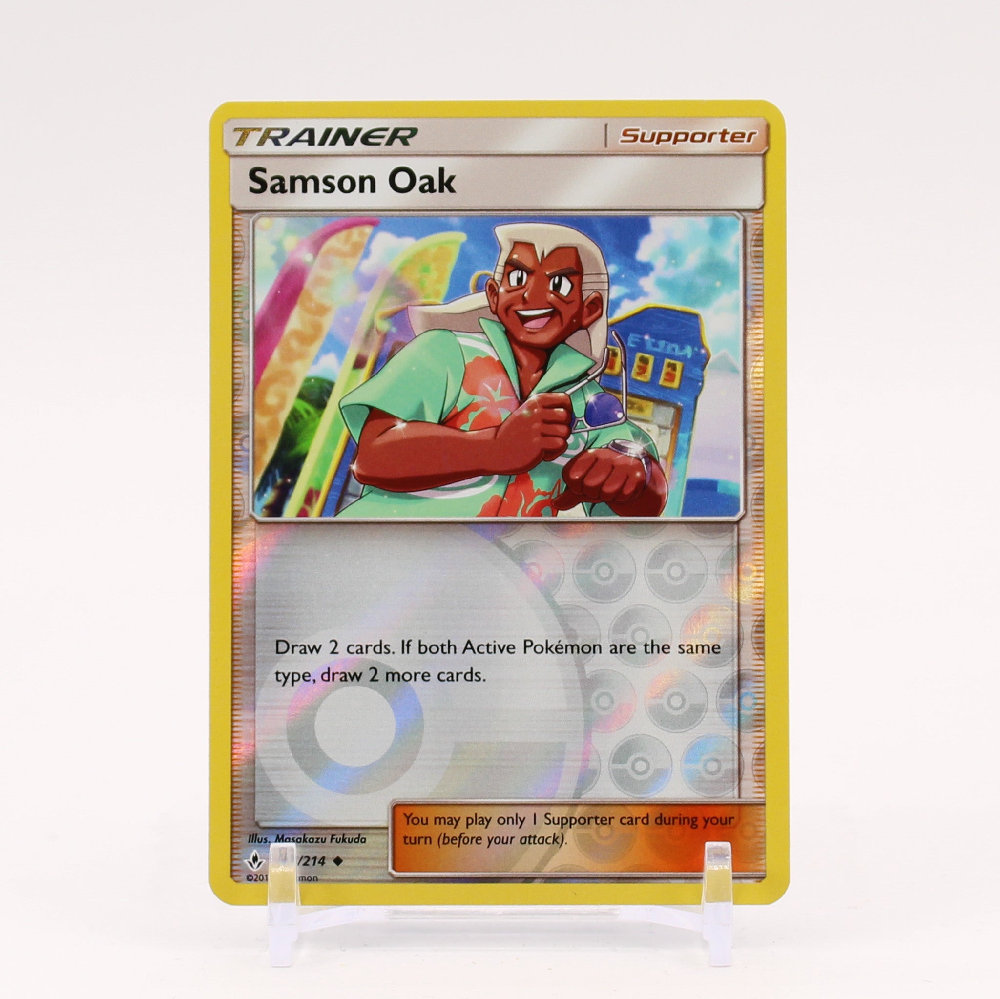 Samson Oak - 185/214 Unbroken Bonds Reverse Holo Trainer - NM/MINT