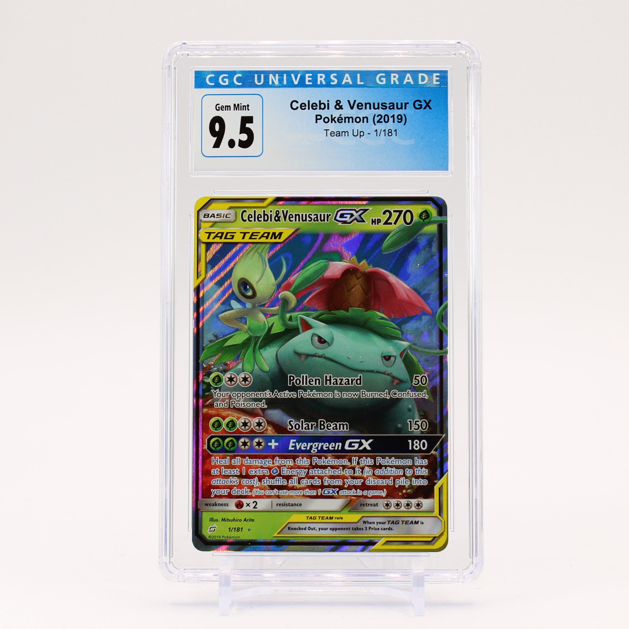 Celebi & Venusaur GX - 1/181 CGC 9.5 Team Up Ultra Rare Pokemon - GEM MINT