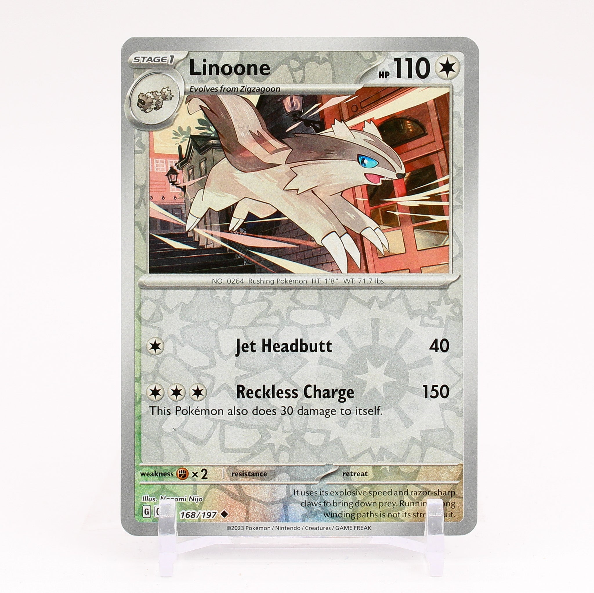 Linoone - 168/197 Obsidian Flames Reverse Holo Pokemon - NM/MINT