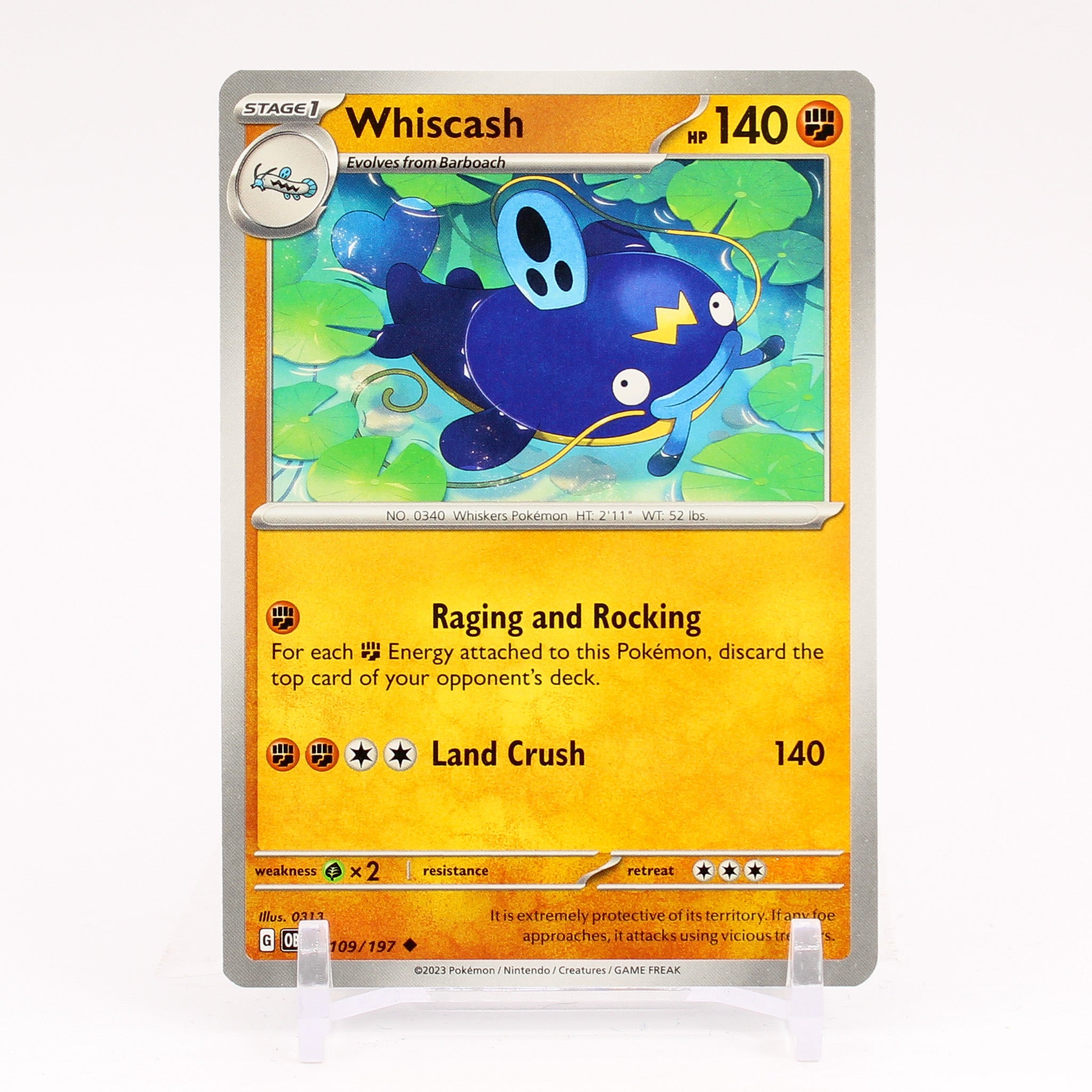 Whiscash - 109/197 Obsidian Flames Uncommon Pokemon - NM/MINT
