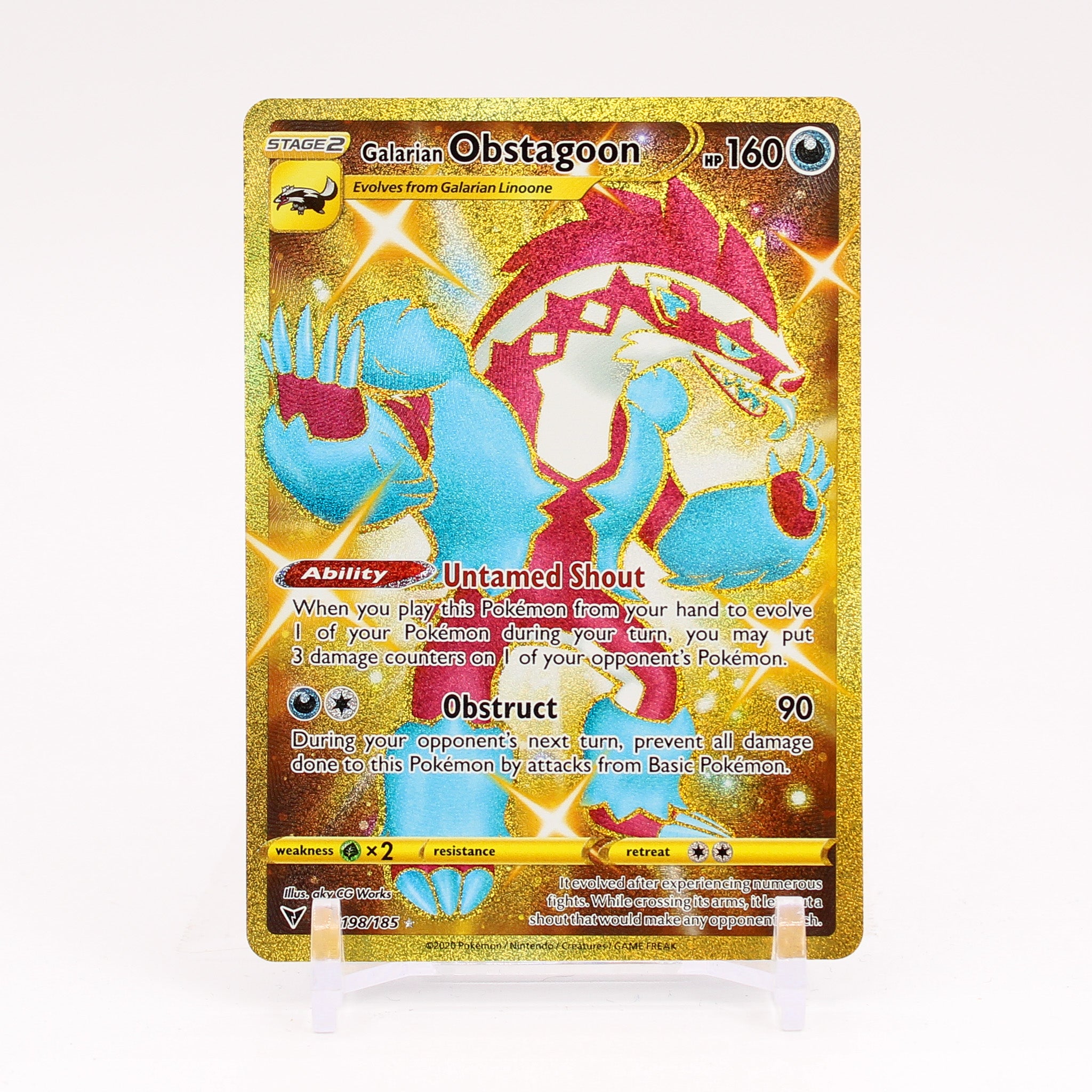 Galarian Obstagoon - 198/185 Vivid Voltage Gold Pokemon - NM/MINT