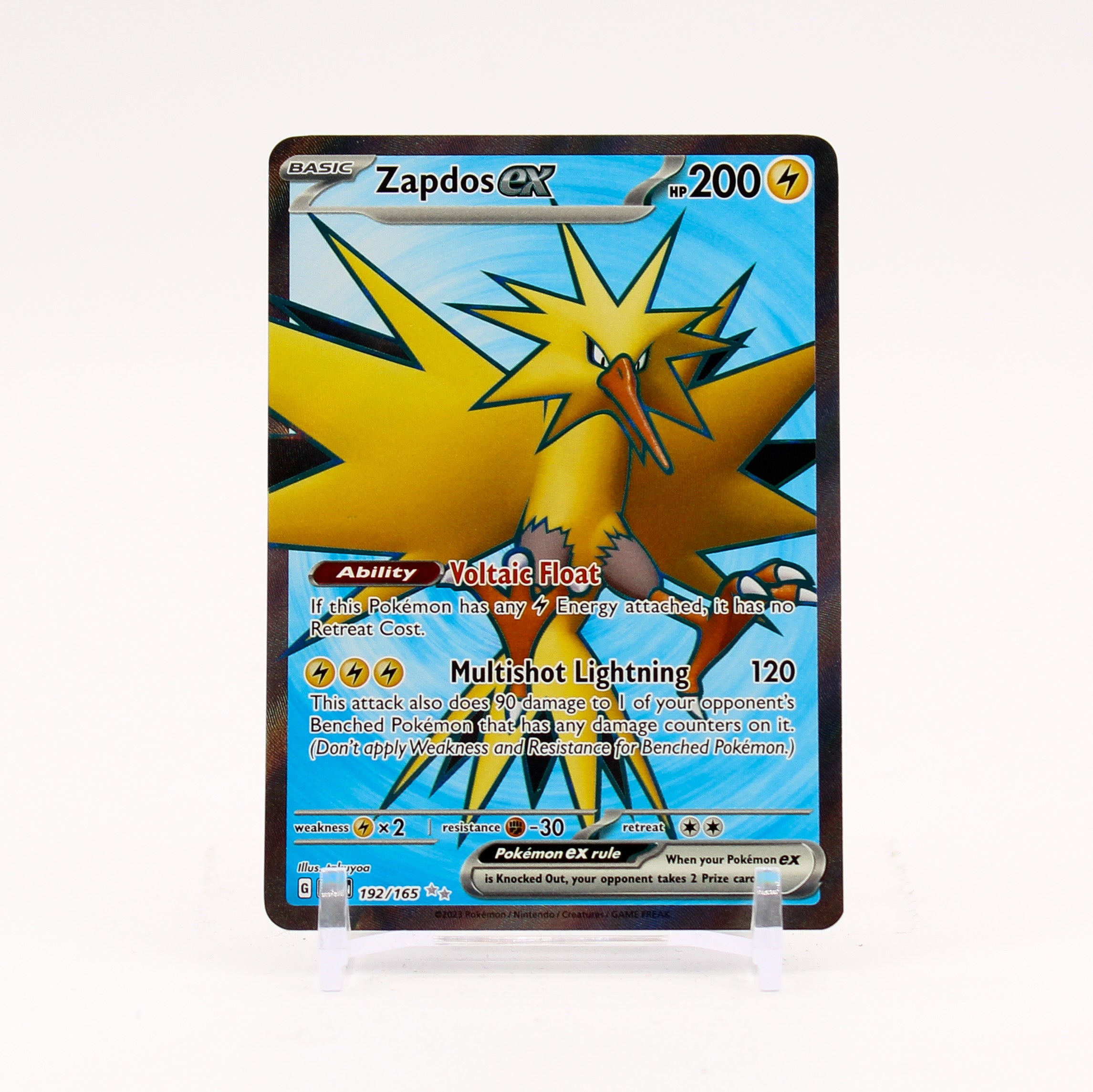Zapdos ex - 192/165 151 Full Art Pokemon - NM/MINT