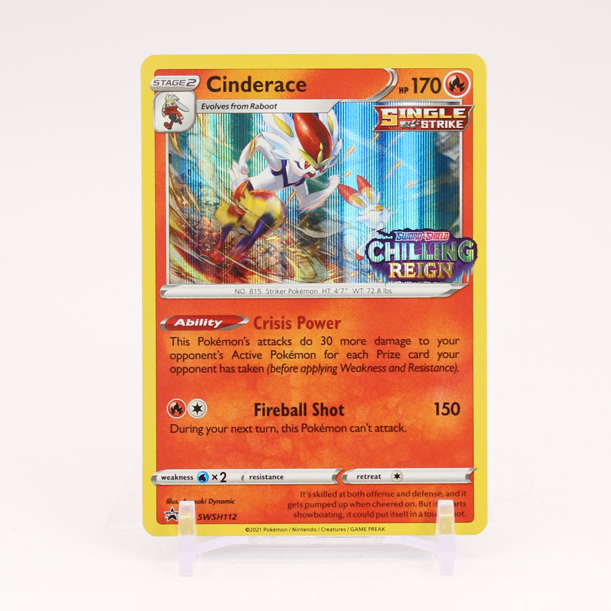 Cinderace - SWSH112 Chilling Reign Prerelease Stamped Promo Pokemon - NM/MINT