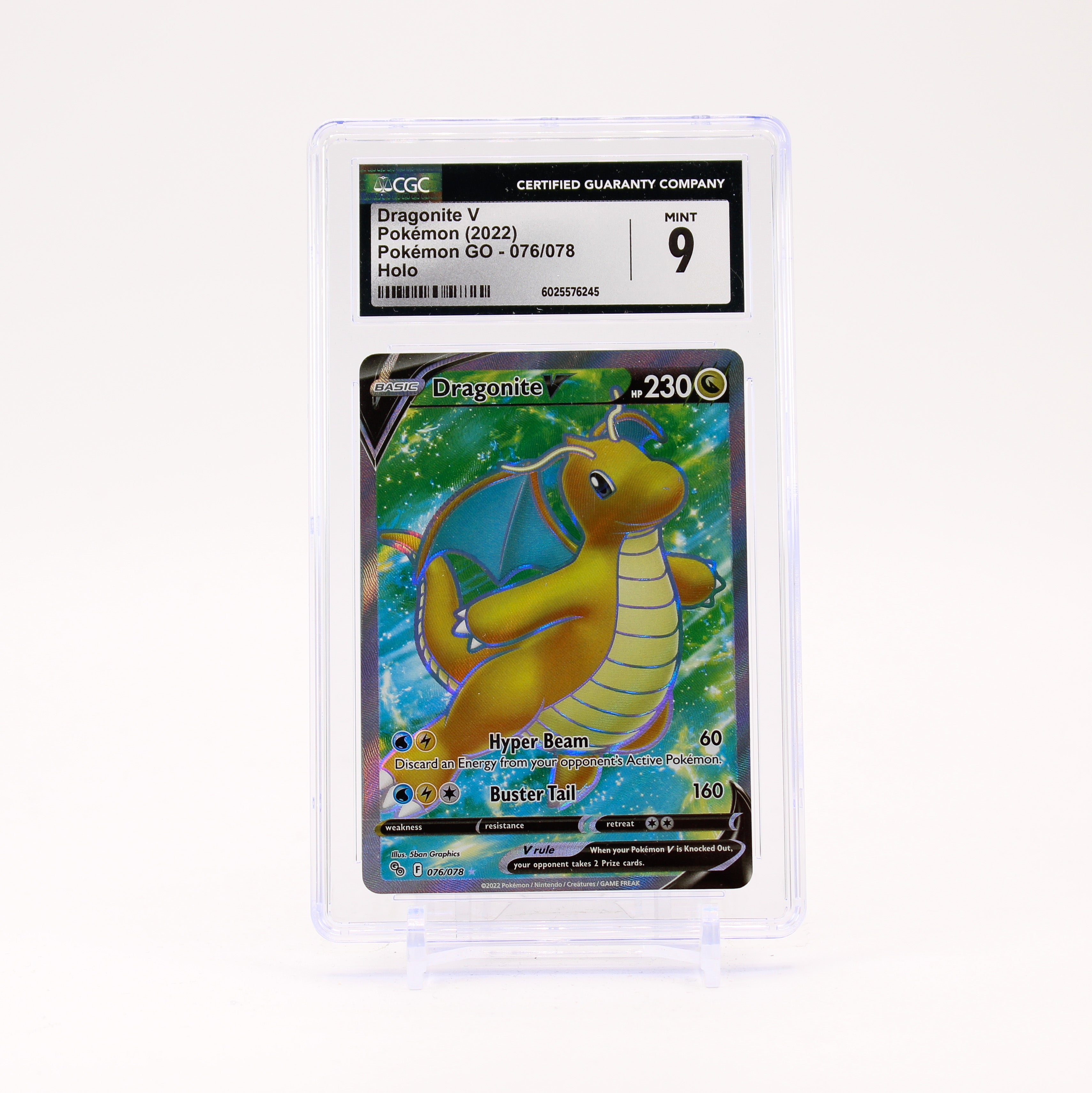 Dragonite V - 076/078 CGC 9 Pokemon GO Full Art - MINT