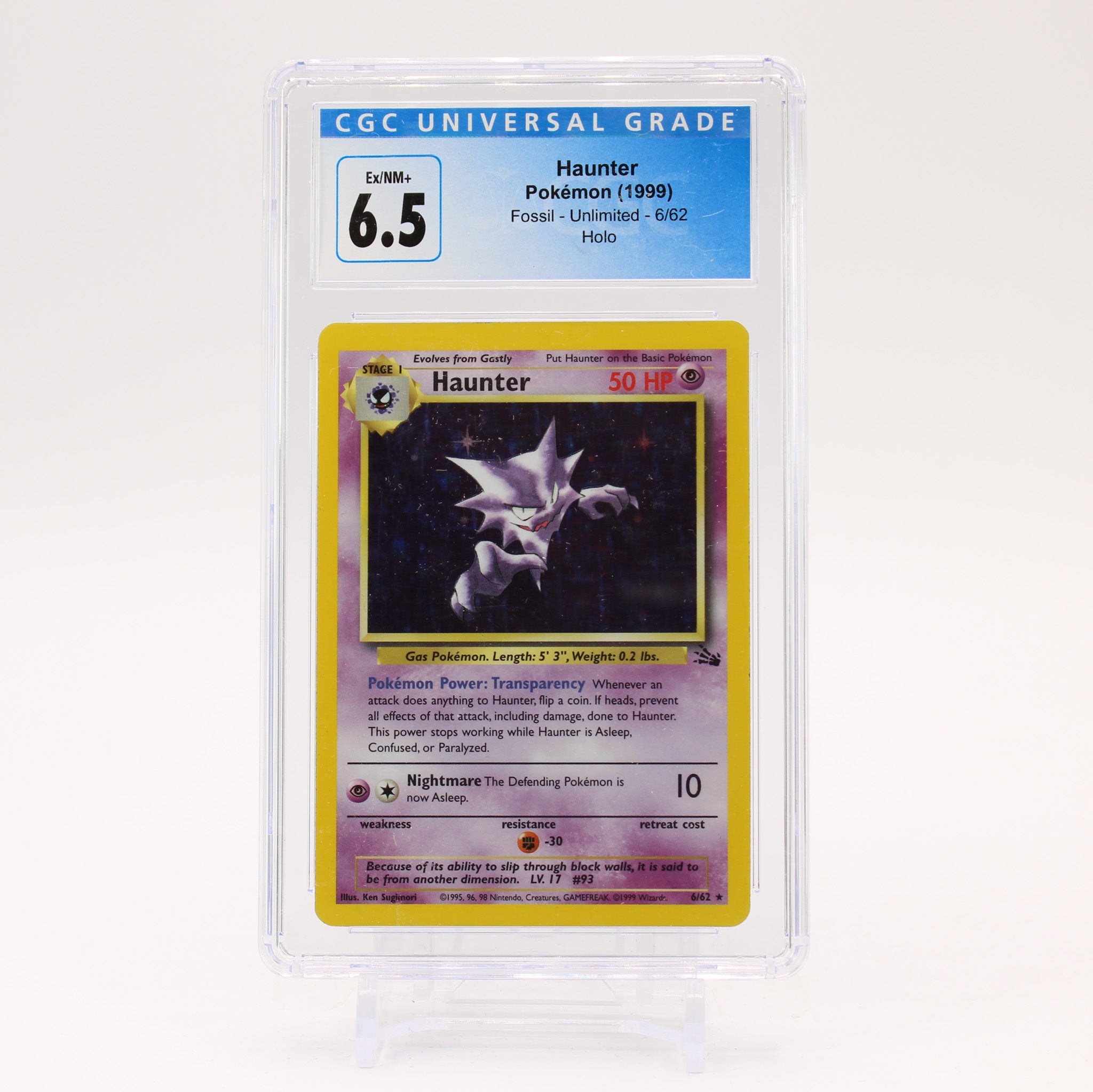 Haunter - 6/62 CGC 6.5 Fossil Unlimited Holo Rare Pokemon - EX/NM+