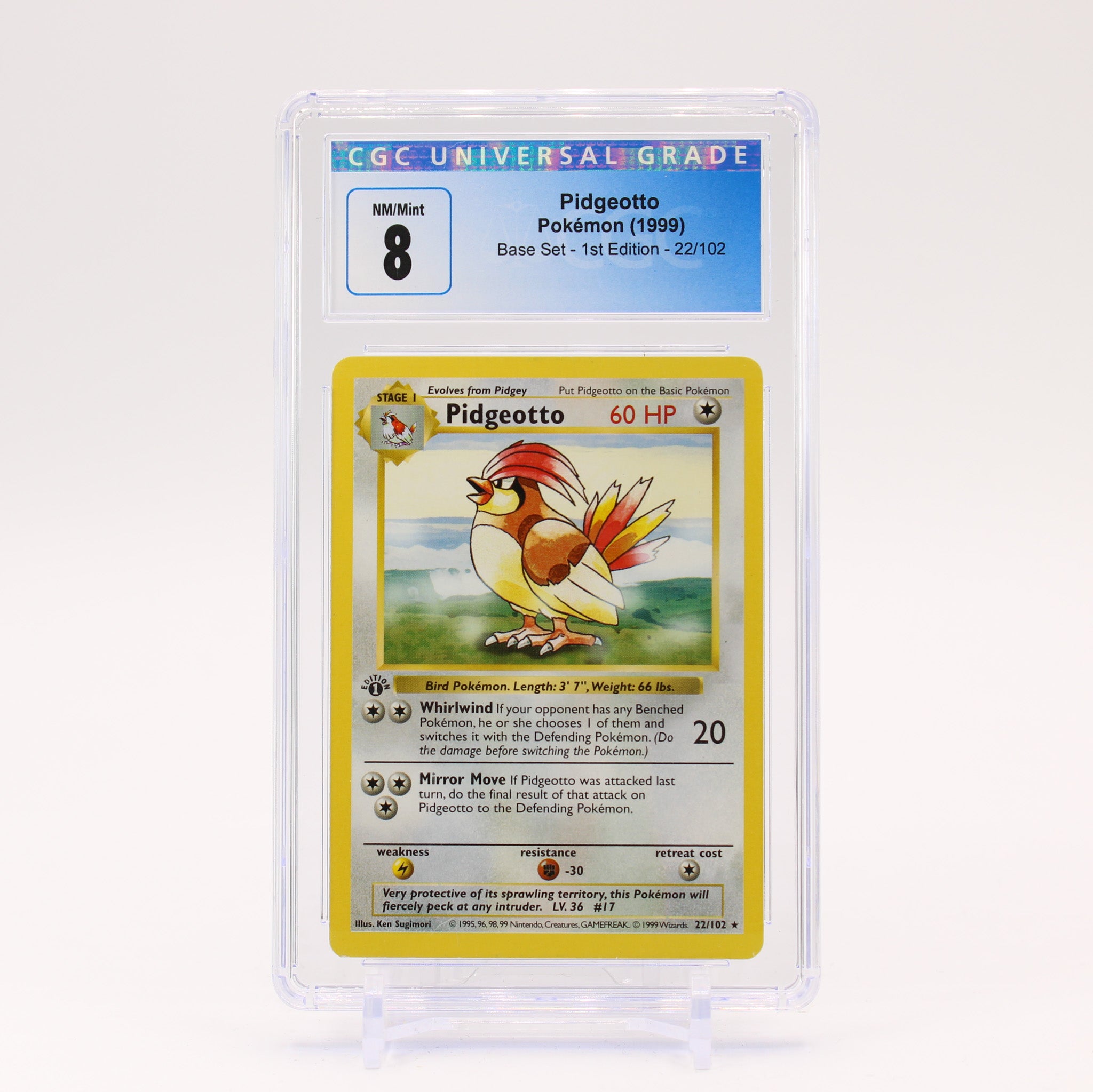 Pidgeotto - 22/102 1st Edition CGC 8 Base Set Rare Pokemon - NM/MINT