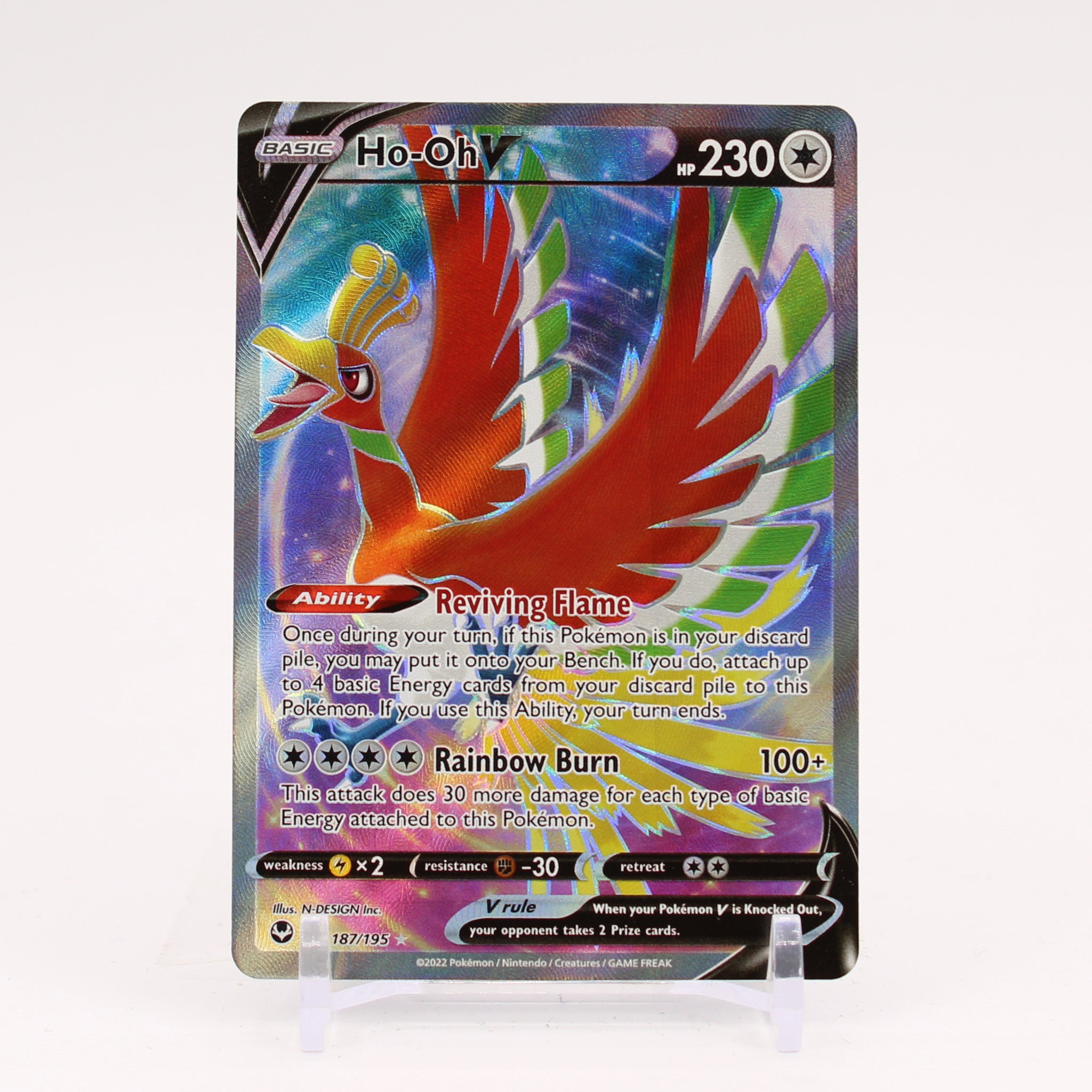 Ho-Oh V - 187/195 Silver Tempest Full Art Pokemon - NM/MINT