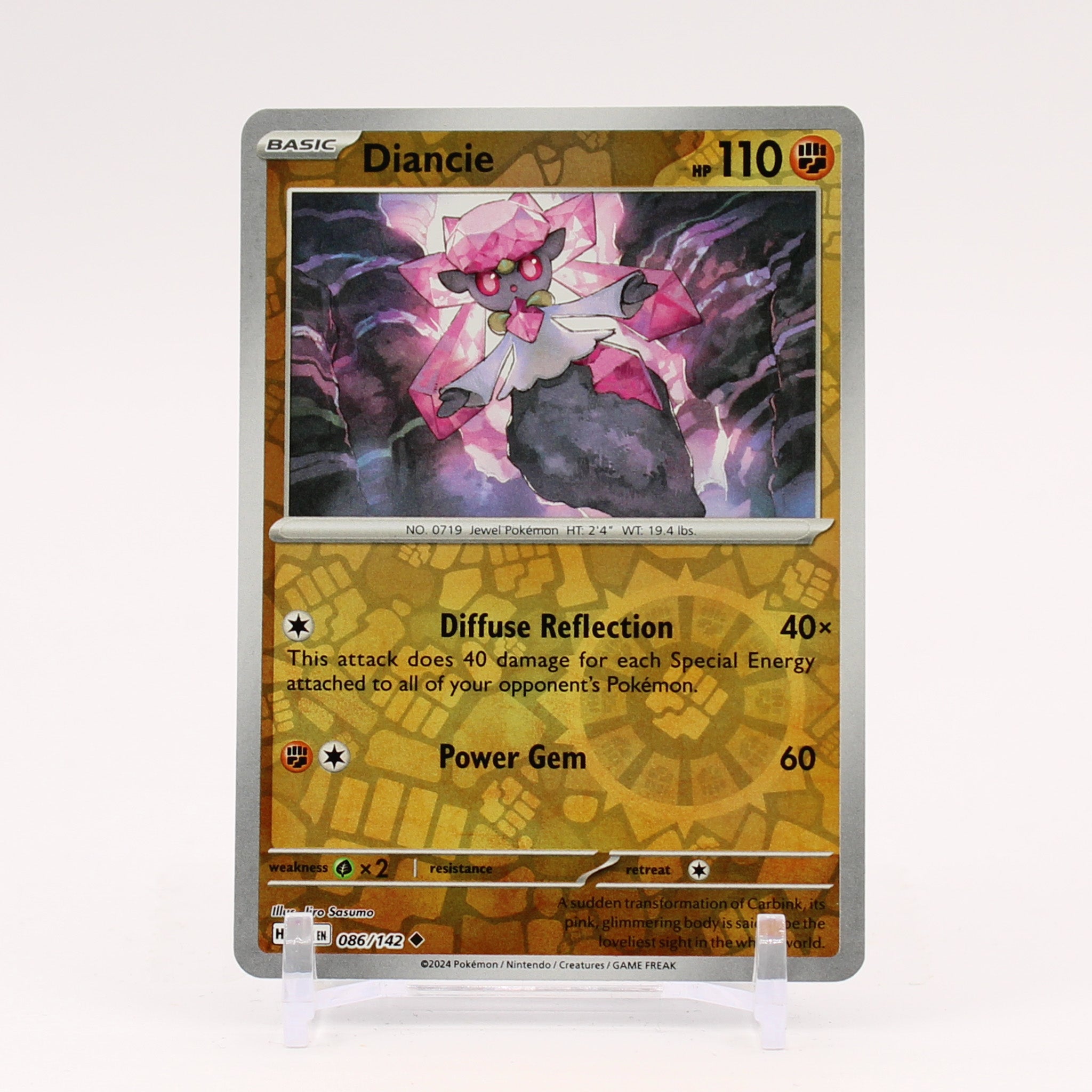 Diancie - 086/142 Stellar Crown REVERSE Holo Pokemon - NM/MINT