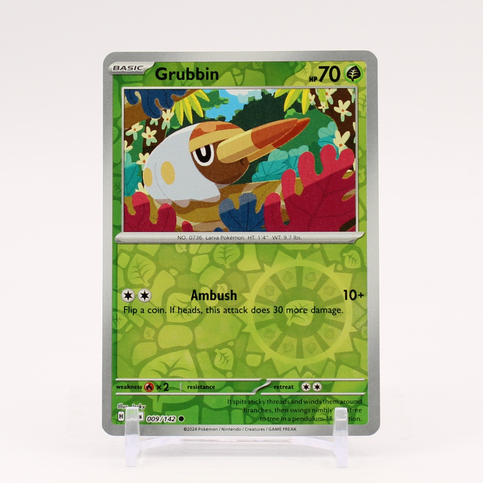 Grubbin - 009/142 Stellar Crown REVERSE Holo Pokemon - NM/MINT