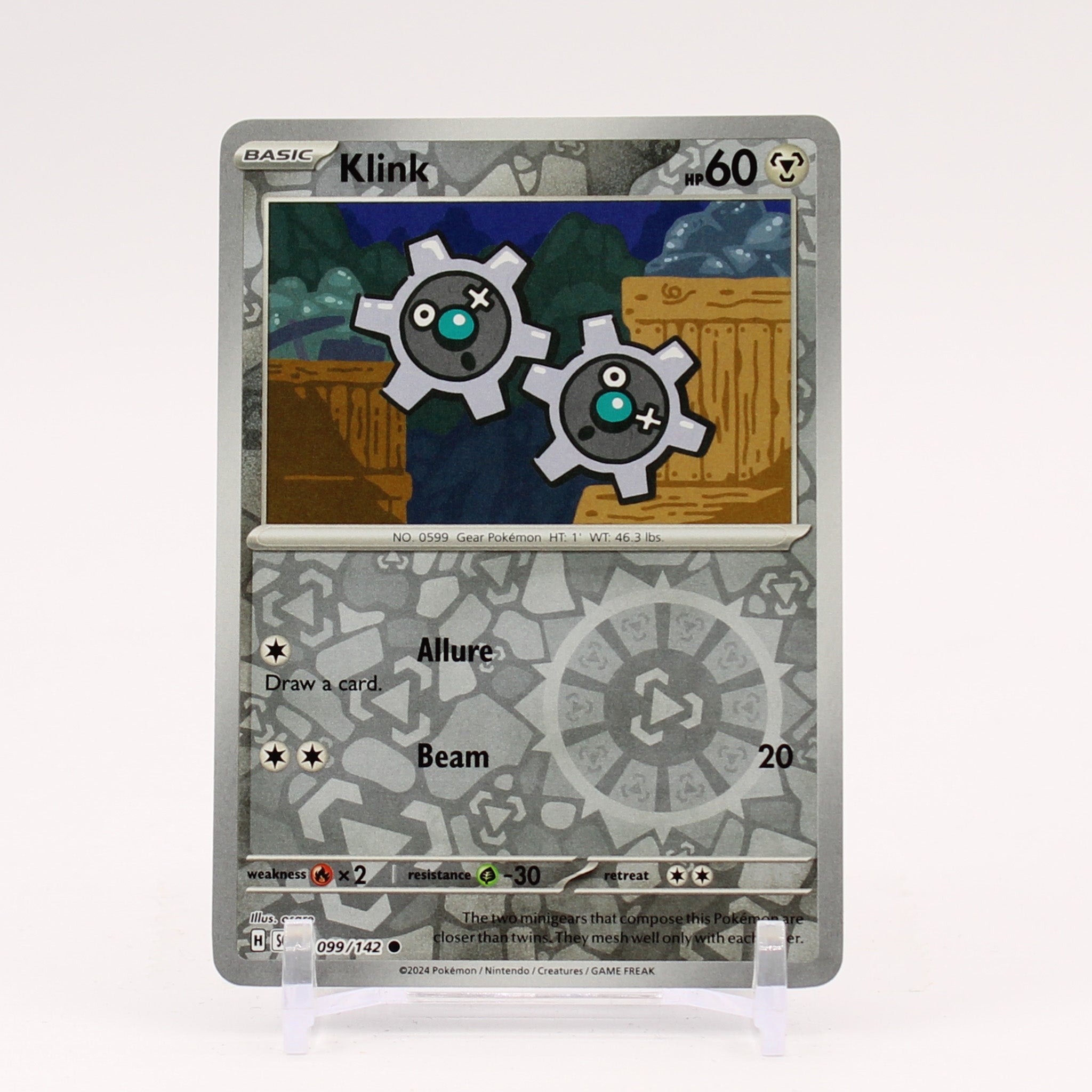 Klink - 099/142 Stellar Crown REVERSE Holo Pokemon - NM/MINT