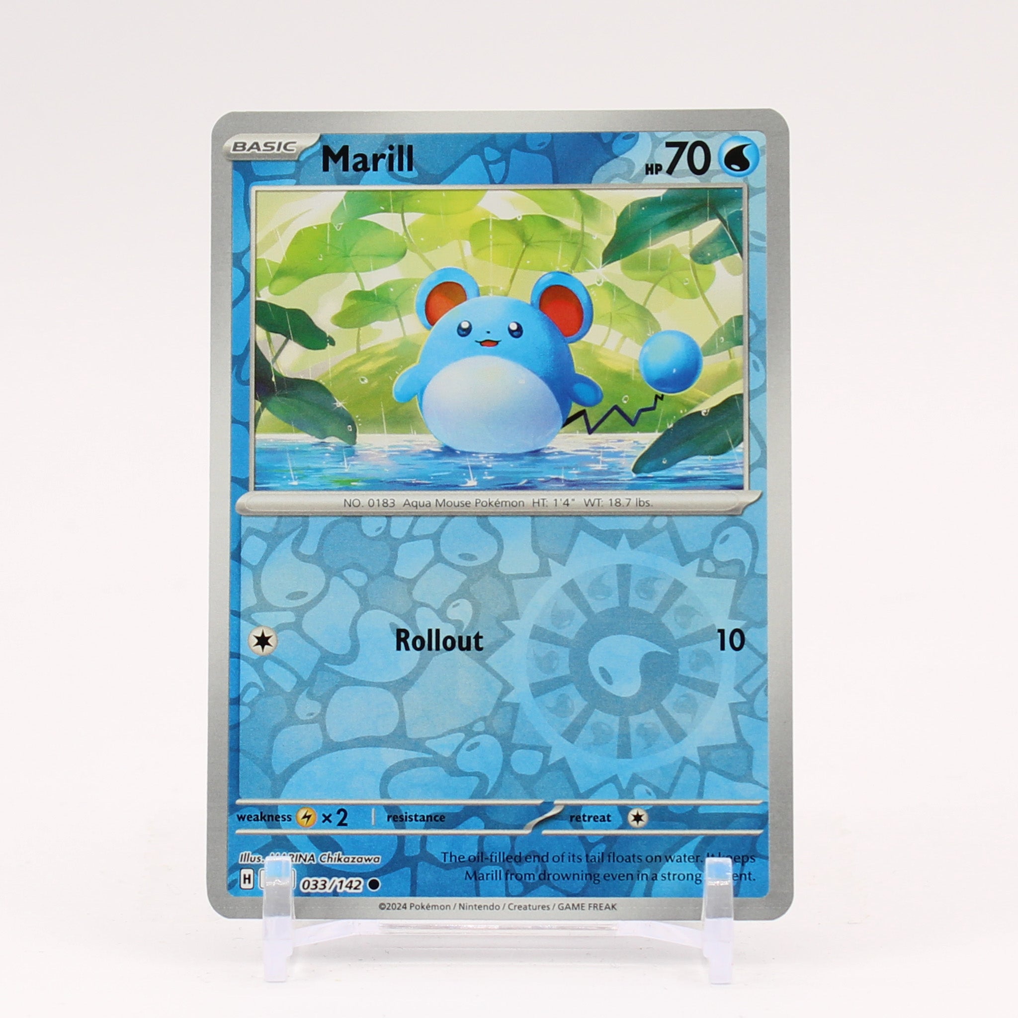Marill - 033/142 Stellar Crown REVERSE Holo Pokemon - NM/MINT