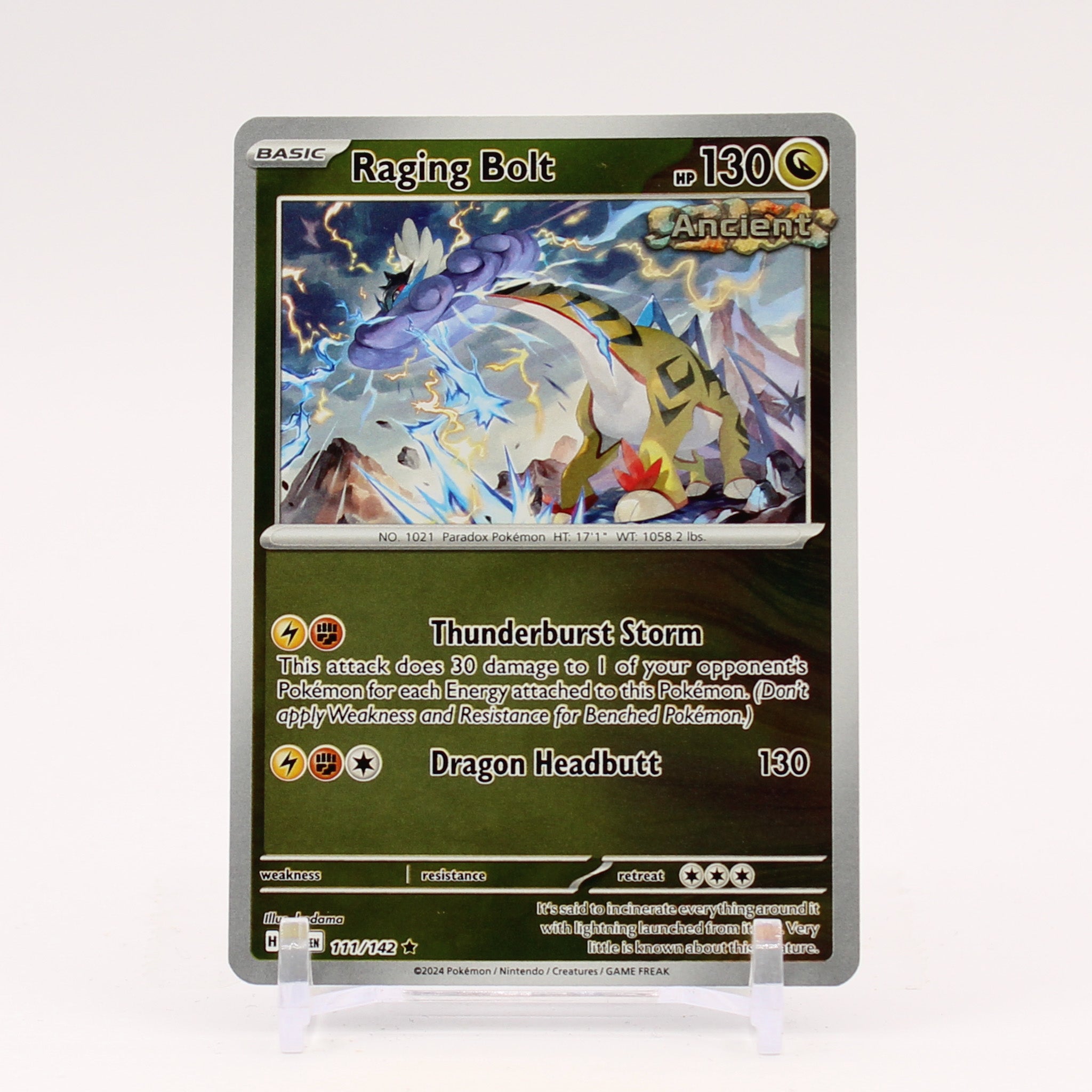Raging Bolt - 111/142 Stellar Crown REVERSE Holo Rare Pokemon - NM/MINT