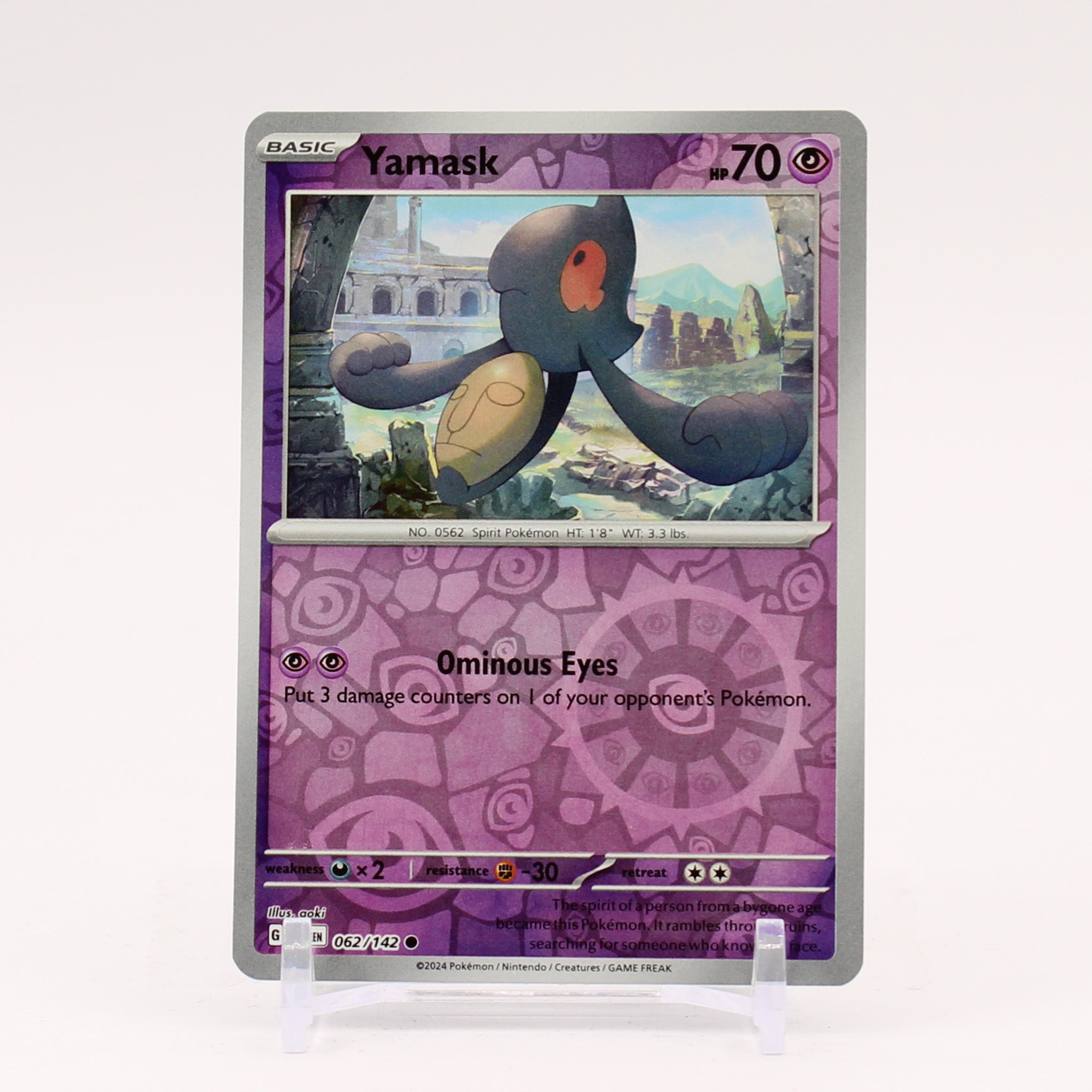 Yamask - 062/142 Stellar Crown REVERSE Holo Pokemon - NM/MINT