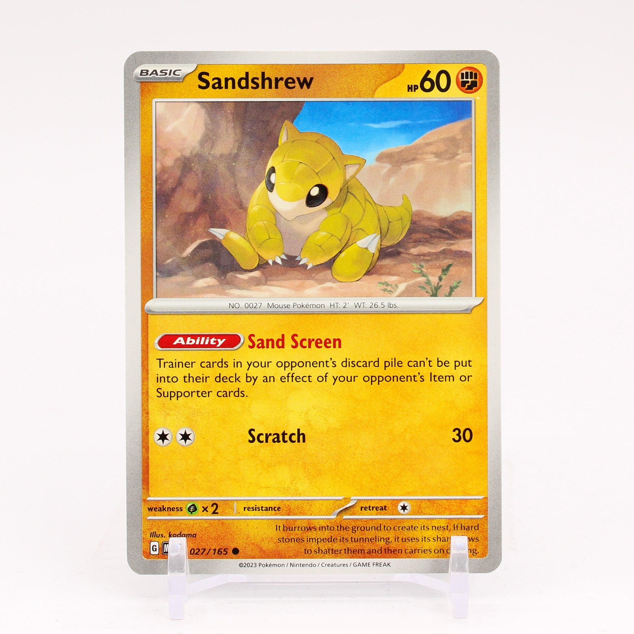 Sandshrew - 027/165 151 Common Pokemon - NM/MINT