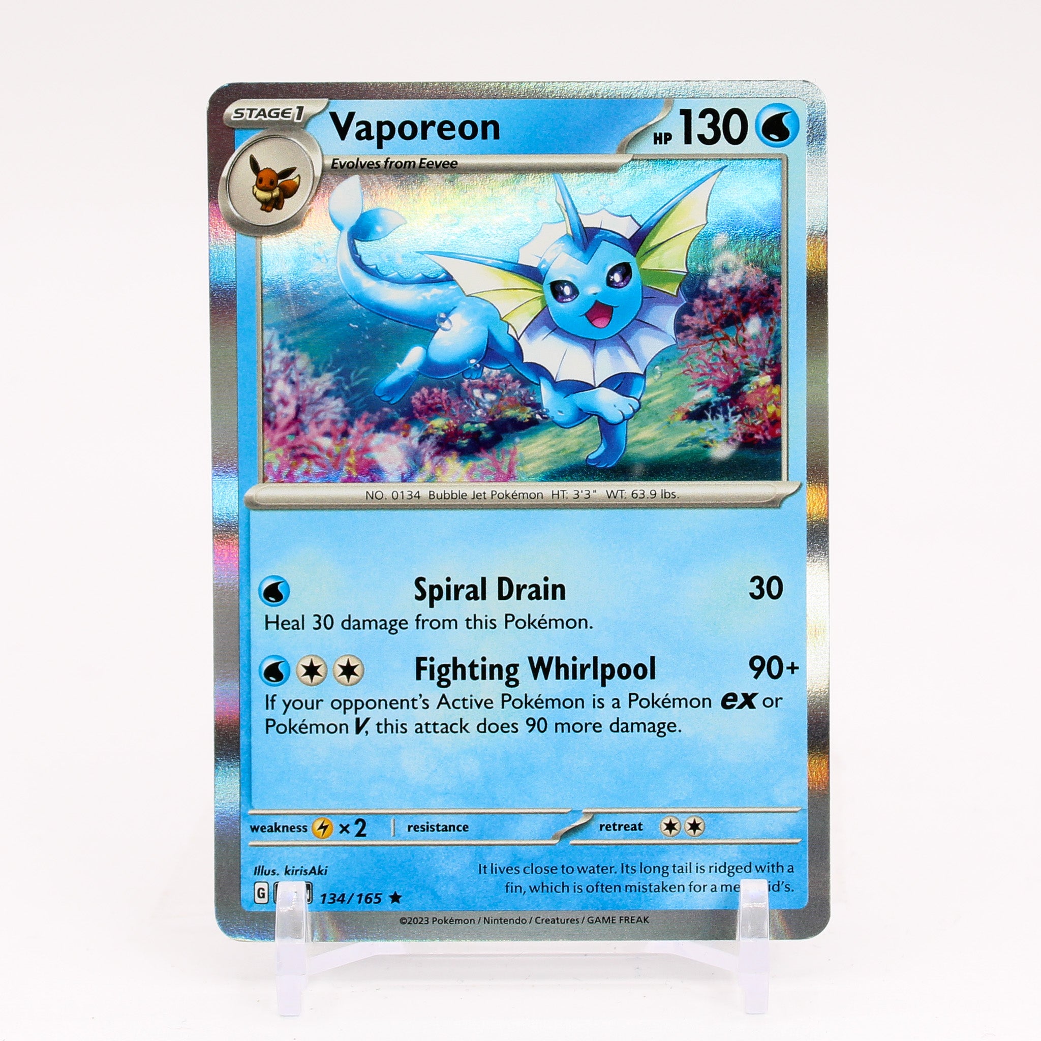 Vaporeon - 134/165 151 Holo Rare Pokemon - NM/MINT