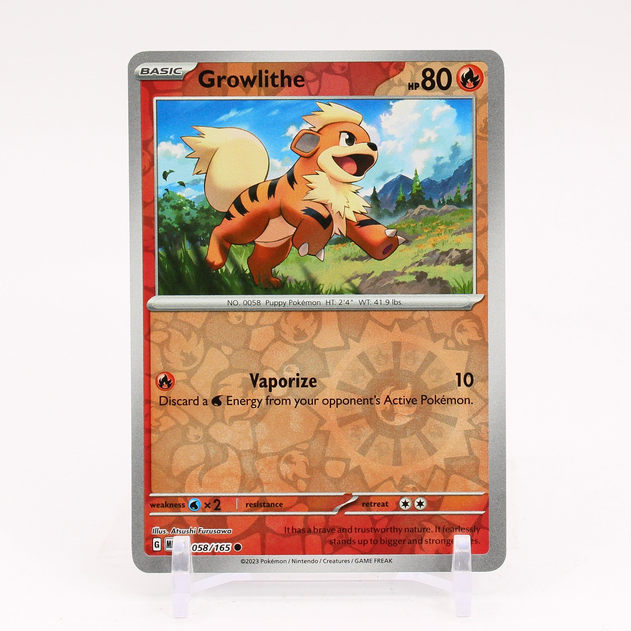 Growlithe - 058/165 151 Reverse Holo Common Pokemon - NM/MINT