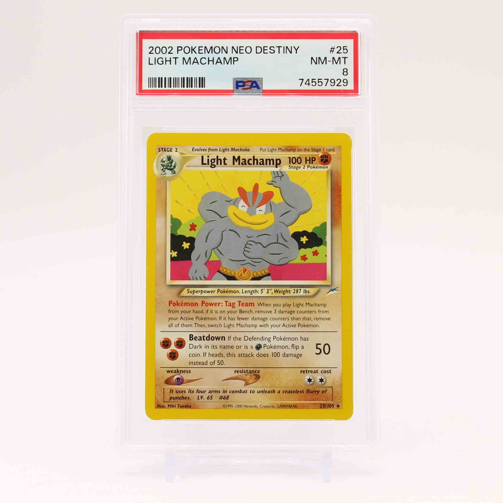 Light Machamp - 25/105 PSA 8 Neo Destiny Pokemon - NM/MINT