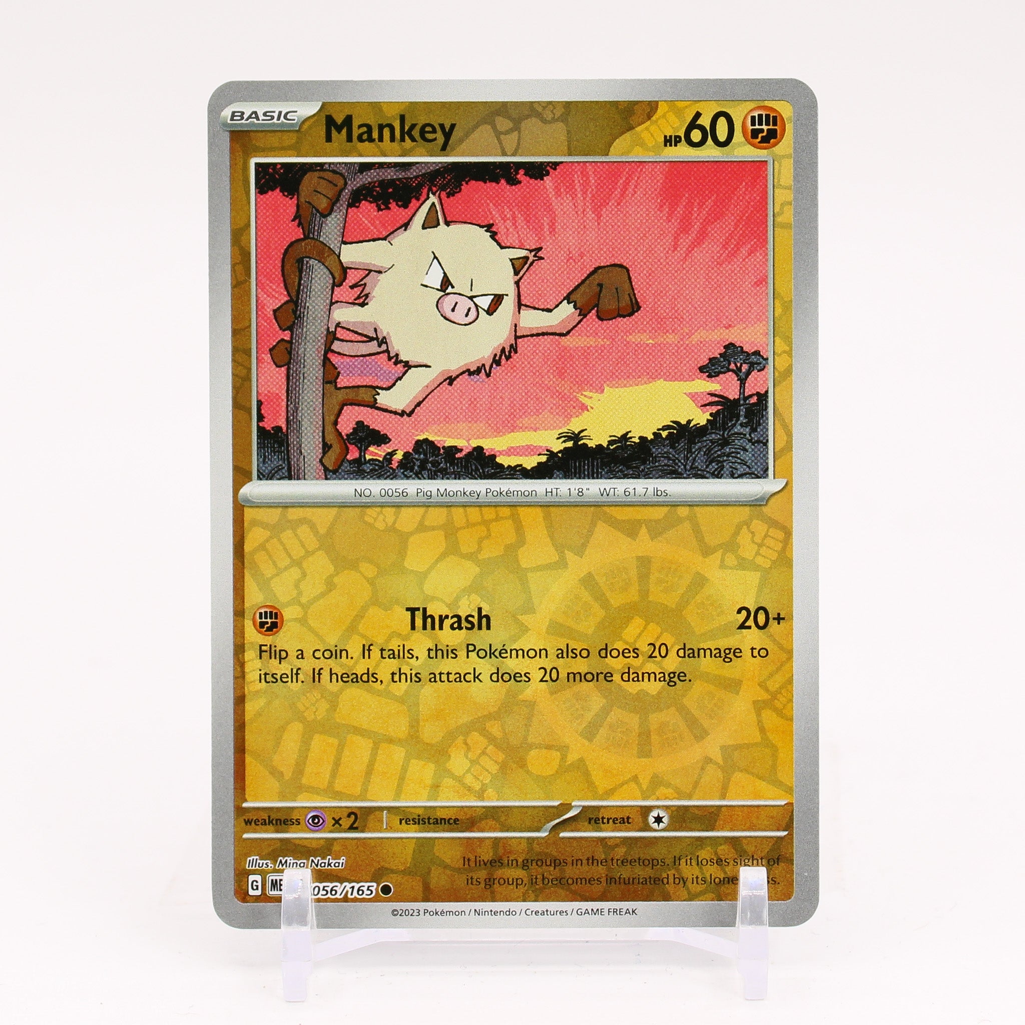 Mankey - 056/165 151 Reverse Holo Common Pokemon - NM/MINT