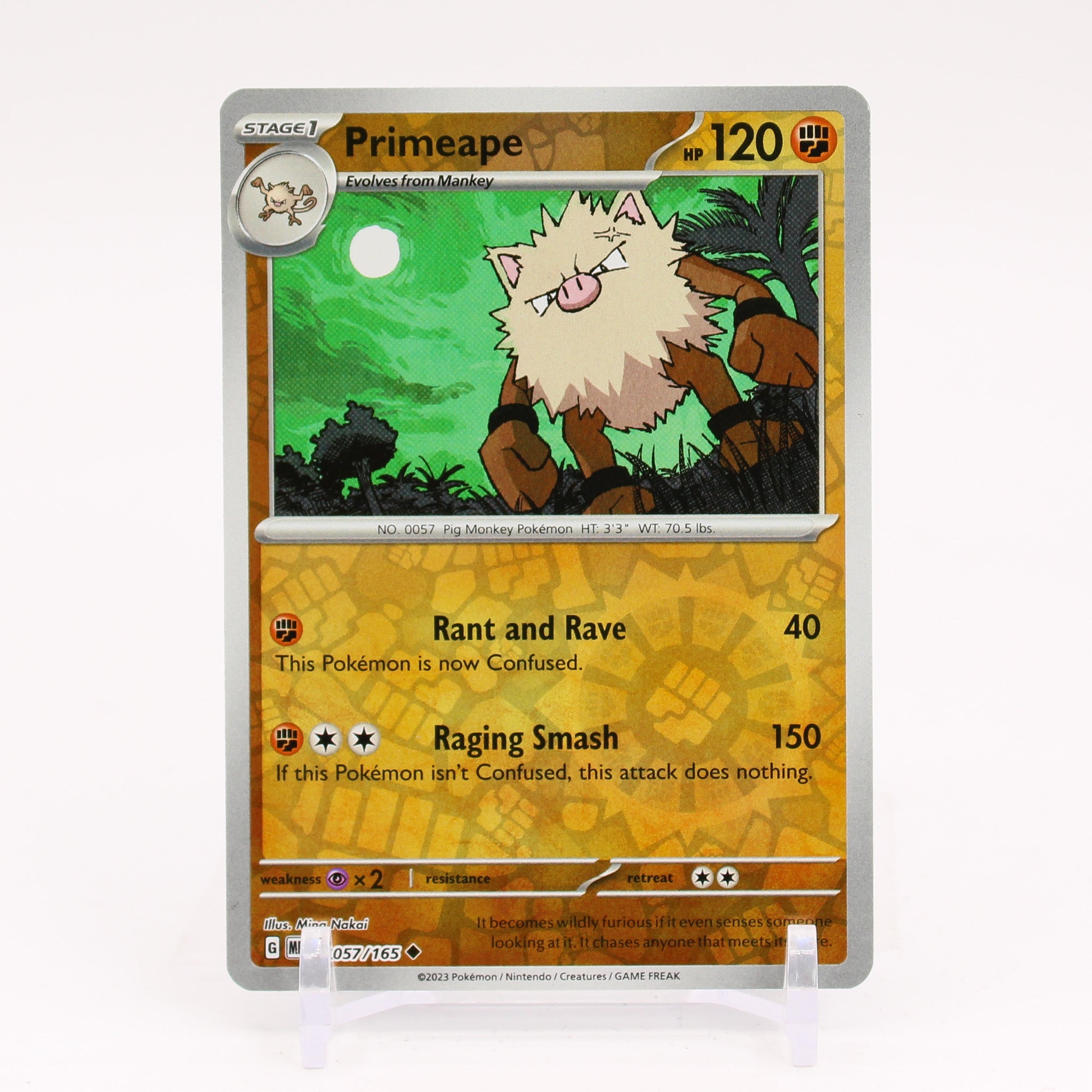 Primeape - 057/165 151 Reverse Holo Uncommon Pokemon - NM/MINT