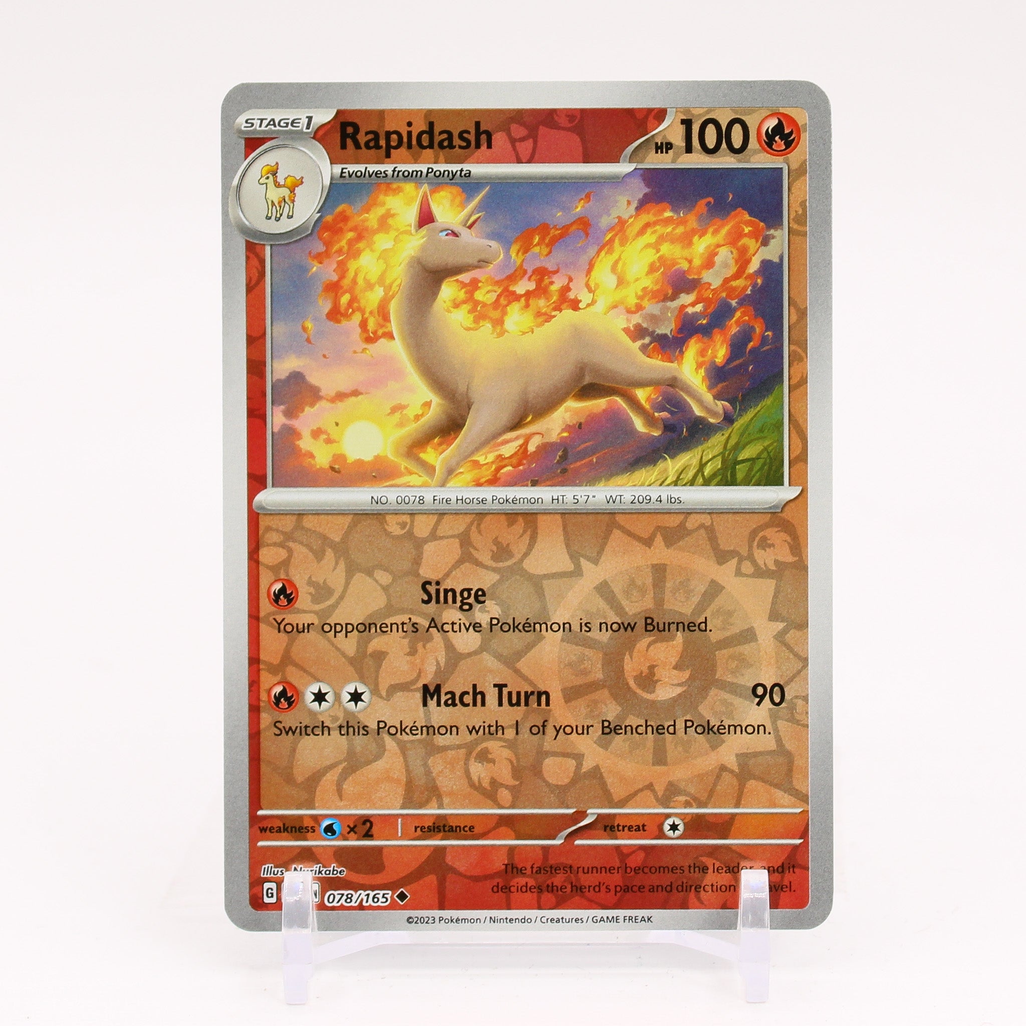 Rapidash - 078/165 151 Reverse Holo Uncommon Pokemon - NM/MINT