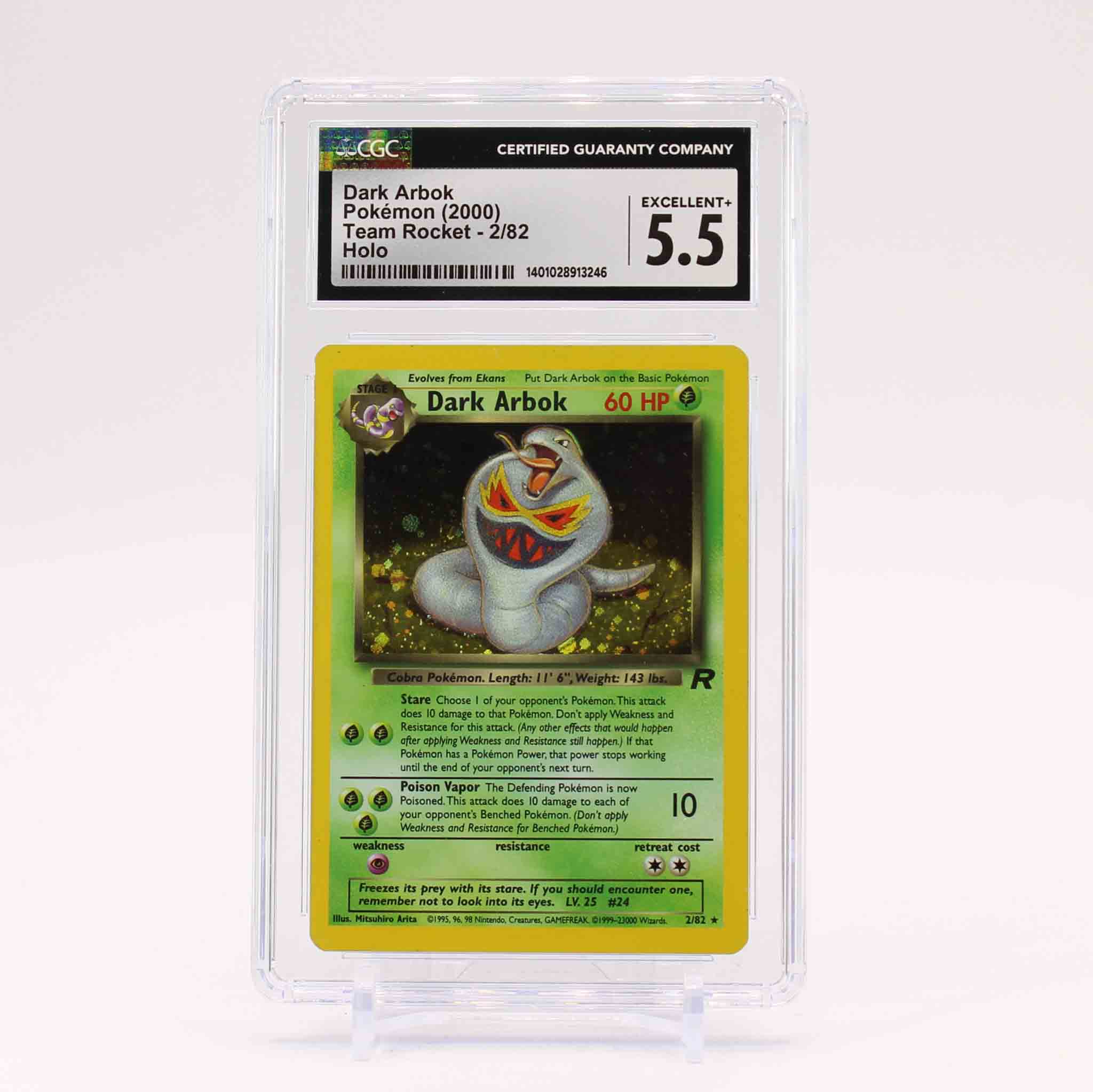 Dark Arbok 2/82 CGC 5.5 Team Rocket Unlimited Holo Rare Pokemon EXCELLENT+