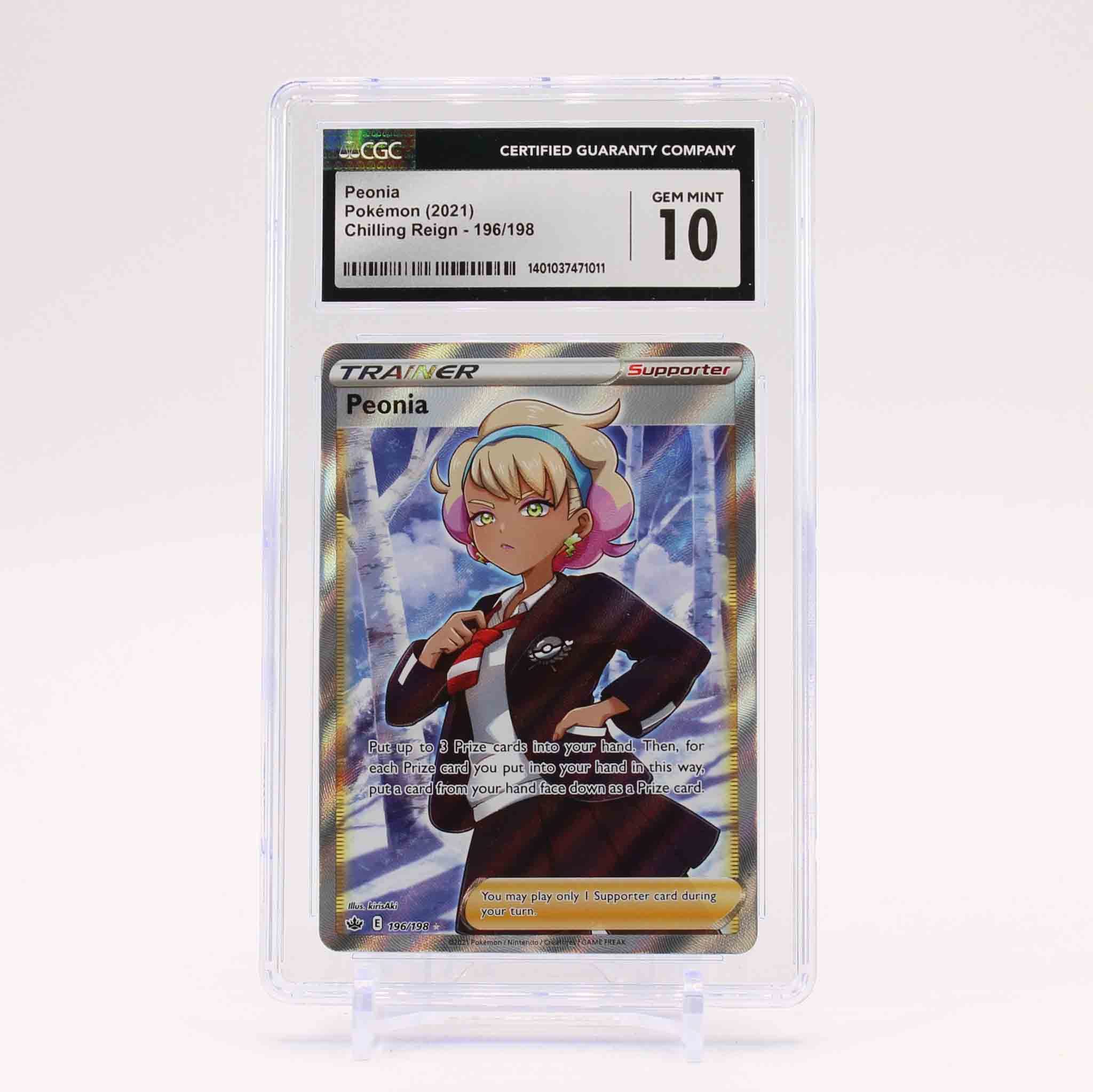 Peonia - 196/198 CGC 10 Chilling Reign Full Art Trainer - GEM MINT