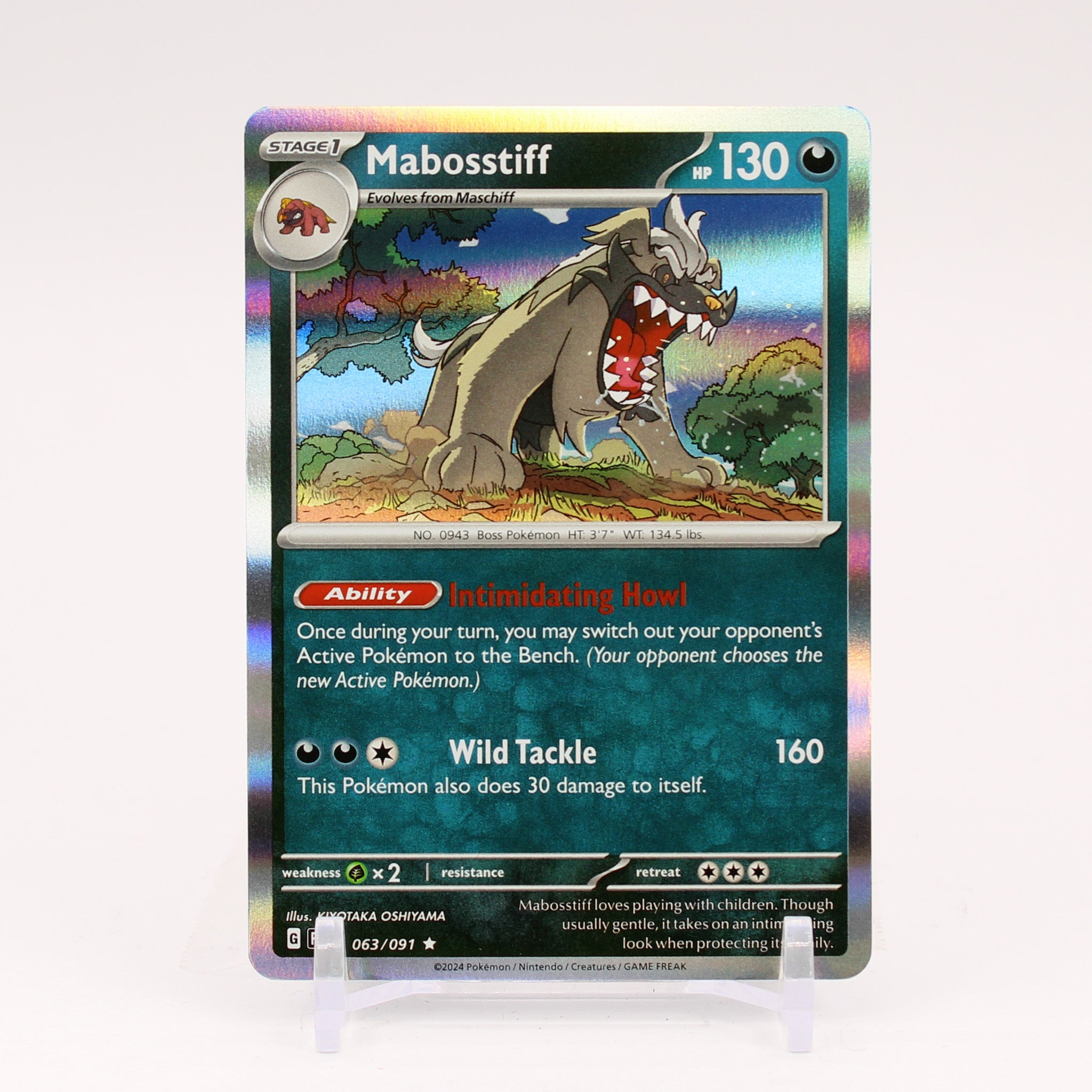 Mabosstiff - 063/091 Paldean Fates Holo Rare Pokemon - NM/MINT