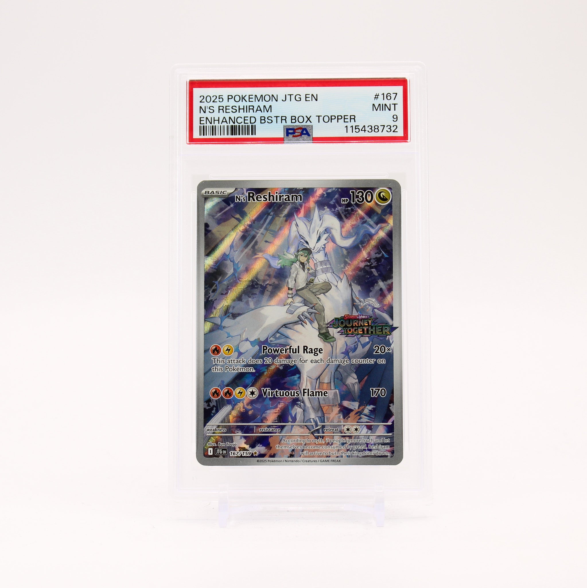 N's Reshiram - 167/159 PSA 9 Journey Together Box Topper Promo Pokemon - MINT