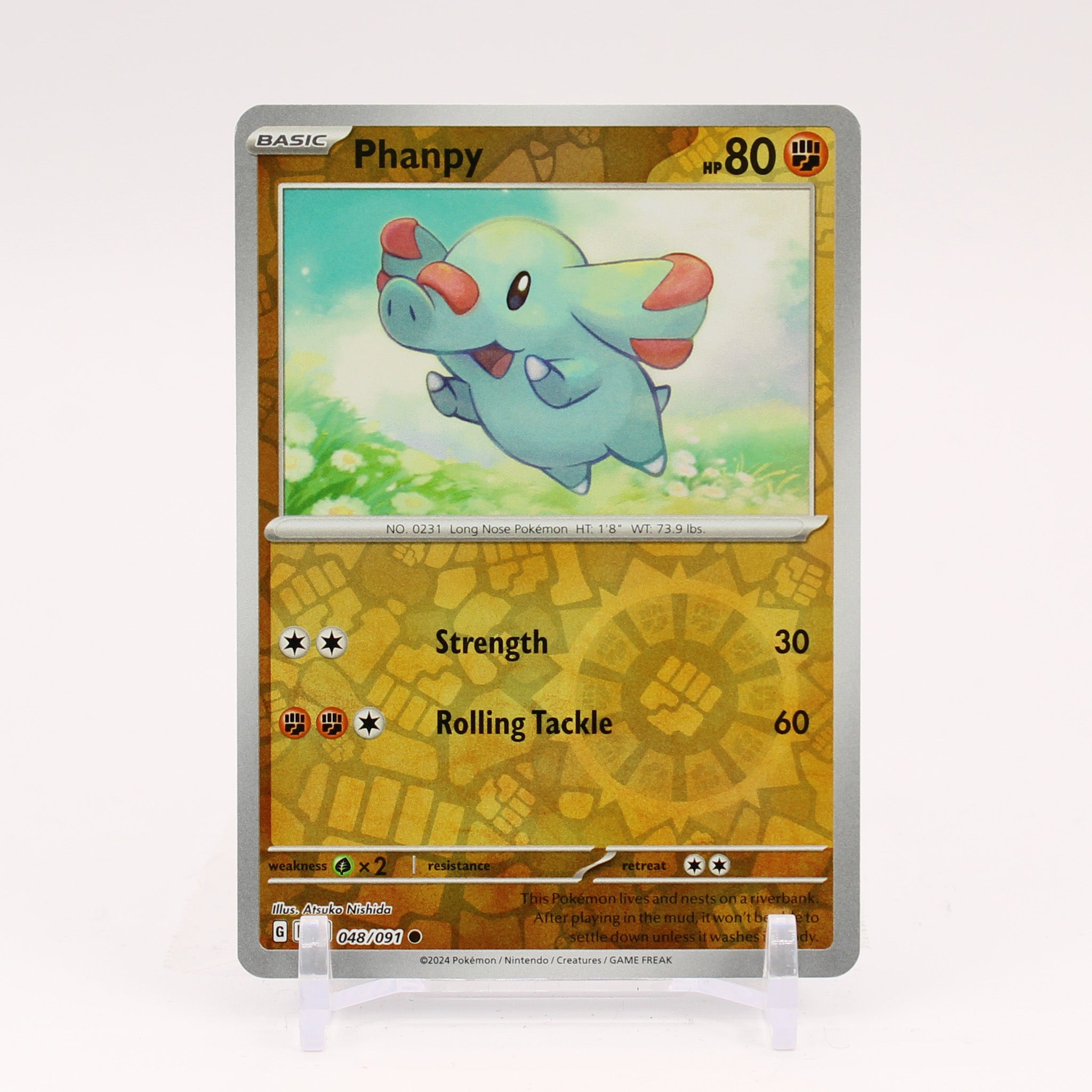 Phanpy - 048/091 Paldean Fates REVERSE Holo Pokemon - NM/MINT