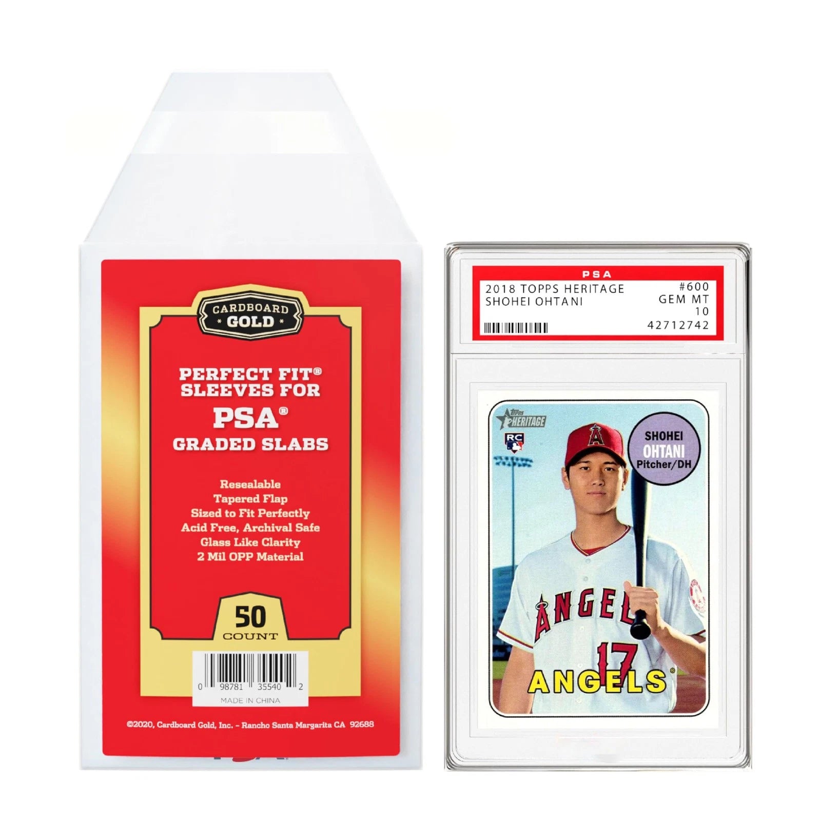 Cardboard Gold Perfect Fit Graded Card Sleeves - Clear PSA Size NO LOGO - 50