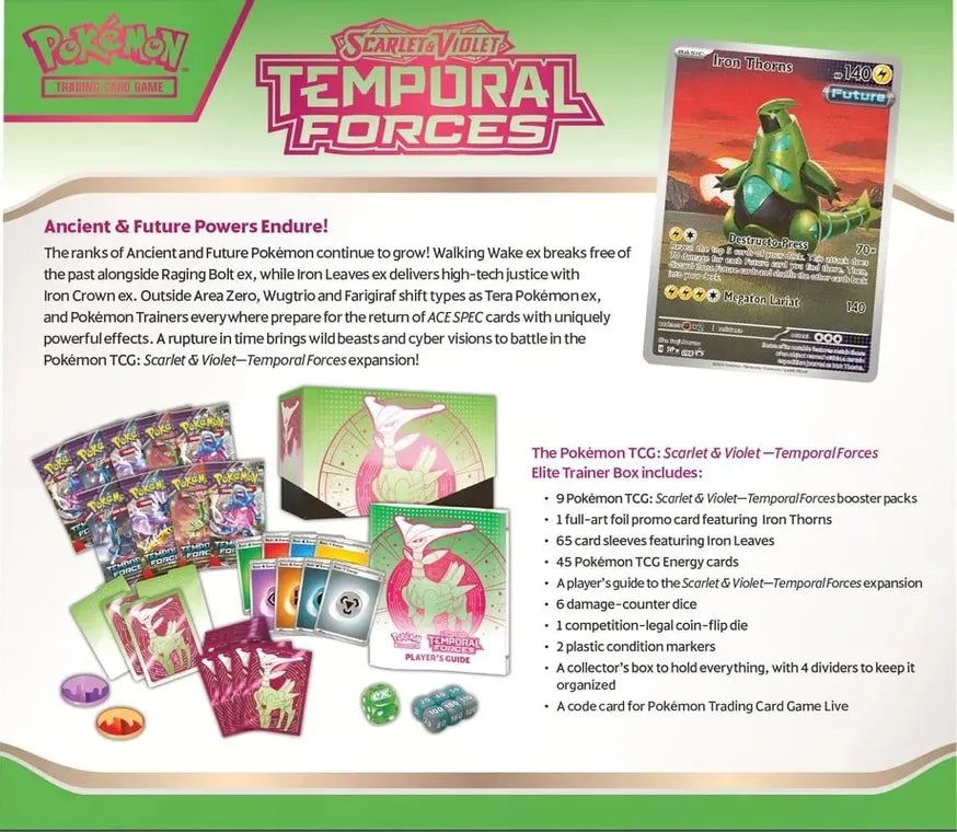 Pokemon ETB Elite Trainer Box - Scarlet & Violet: Temporal Forces (Iron Leaves)