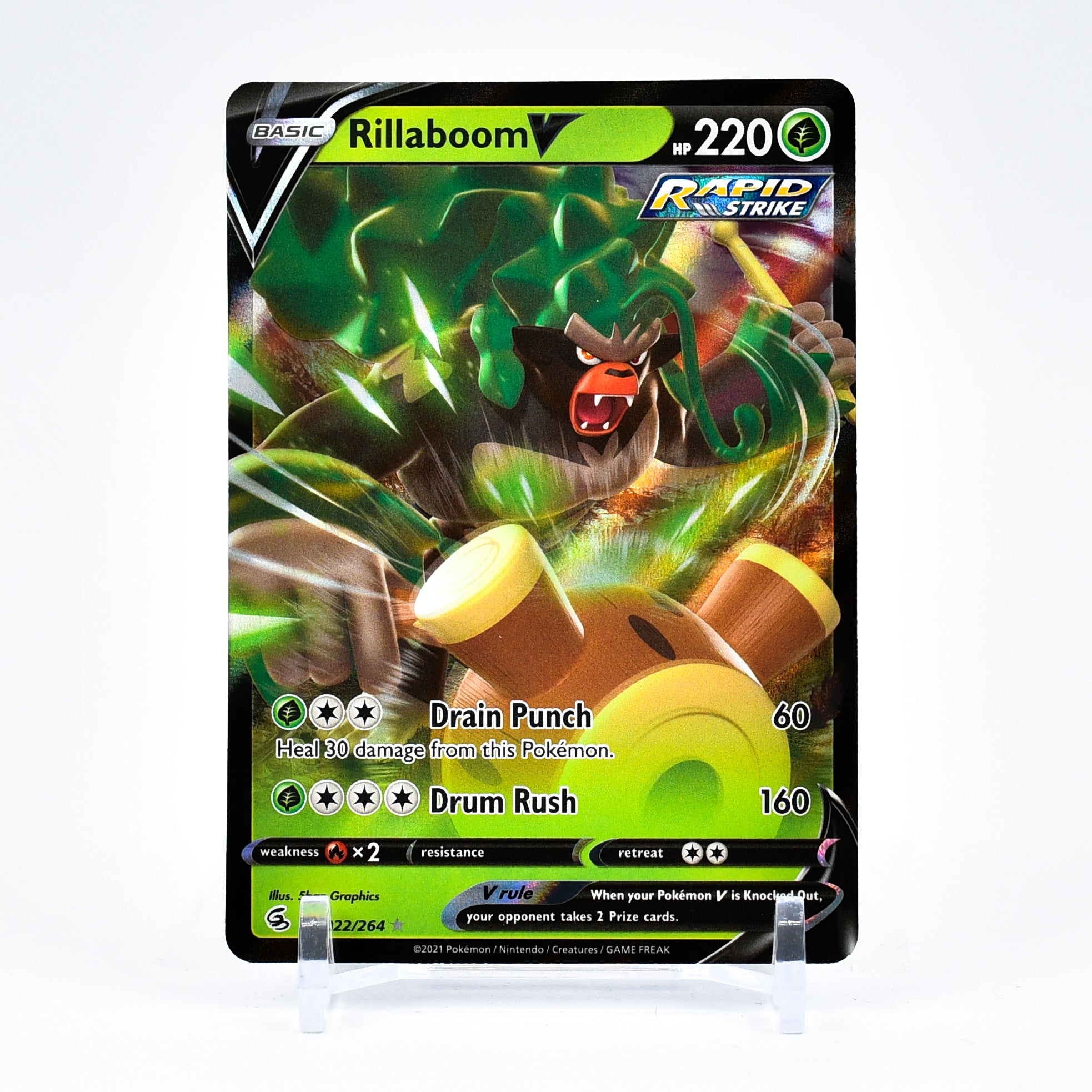 Rillaboom V - 022/264 Fusion Strike Ultra Rare Pokemon - NM/MINT