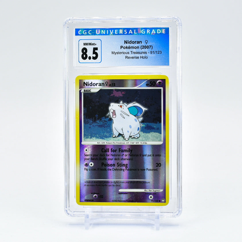 Nidoran - 81/123 Mysterious Treasures Reverse Holo Pokemon - CGC 8.5 NM/MINT+