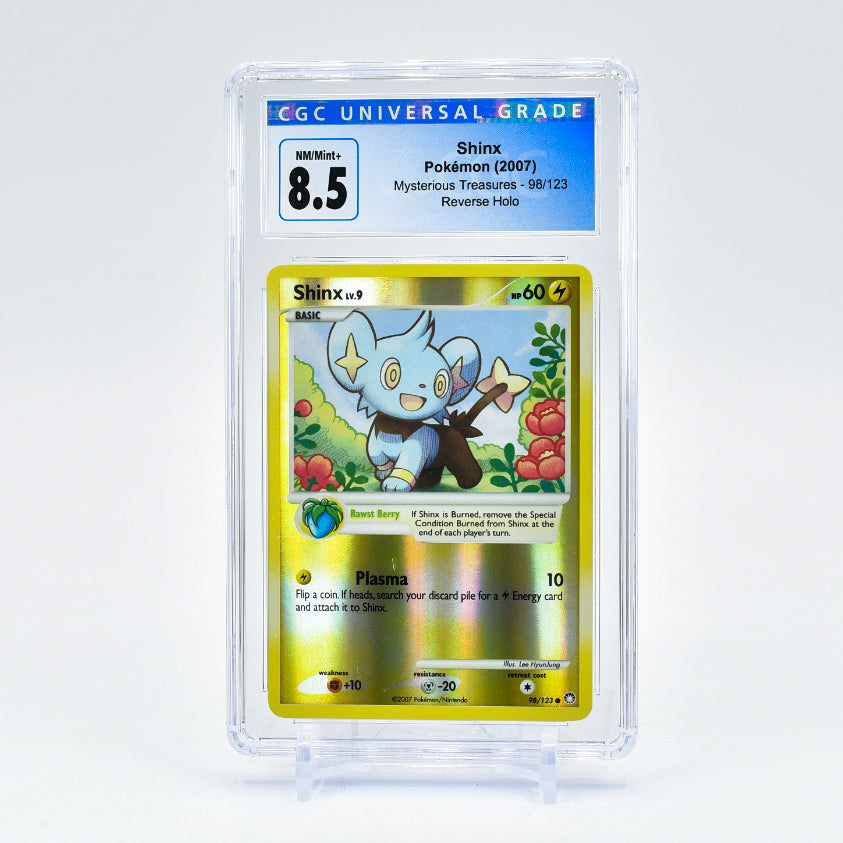 Shinx - 98/123 Mysterious Treasures Reverse Holo Pokemon - CGC 8.5 NM/MINT+