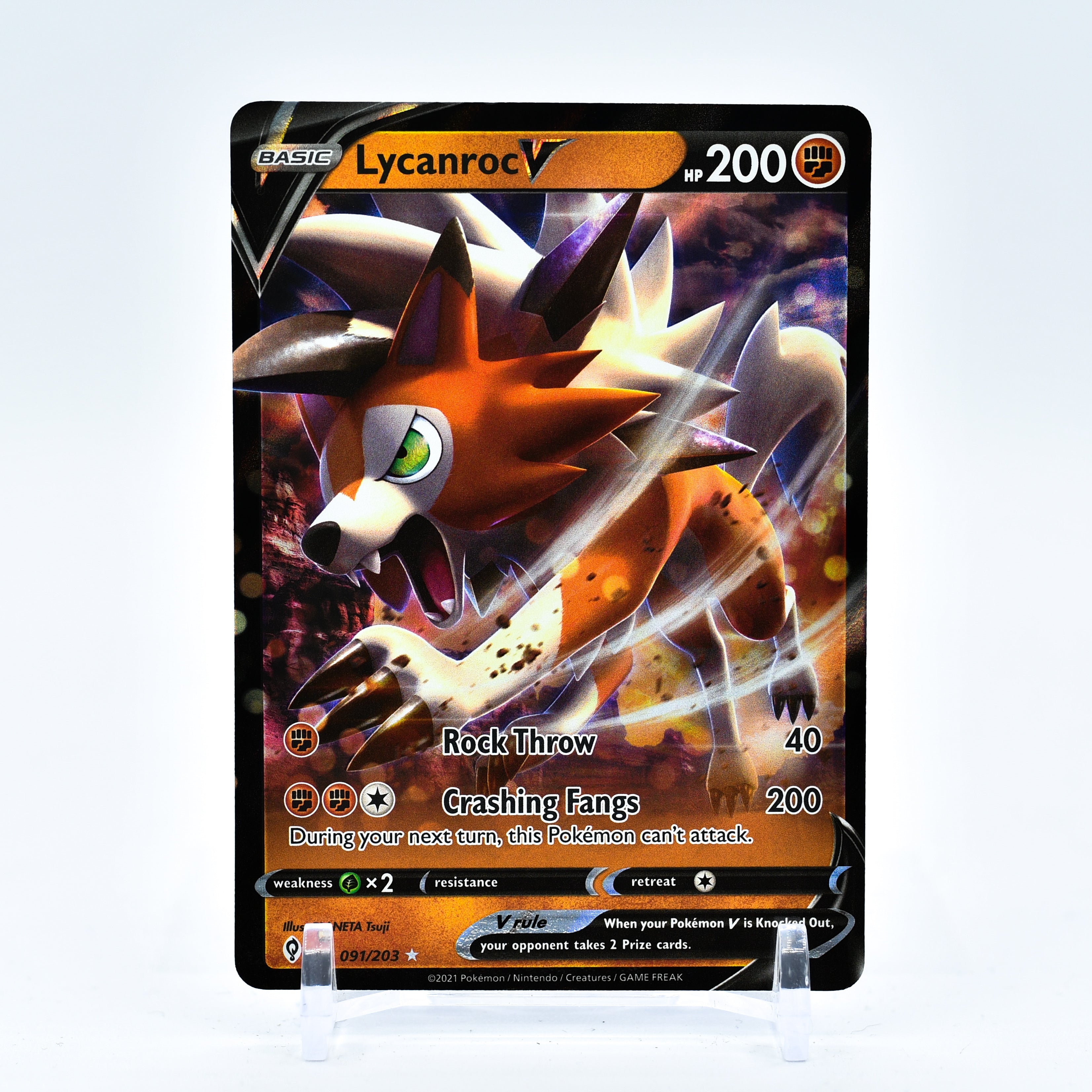 Lycanroc V - 091/203 Evolving Skies Ultra Rare Pokemon - NM/MINT