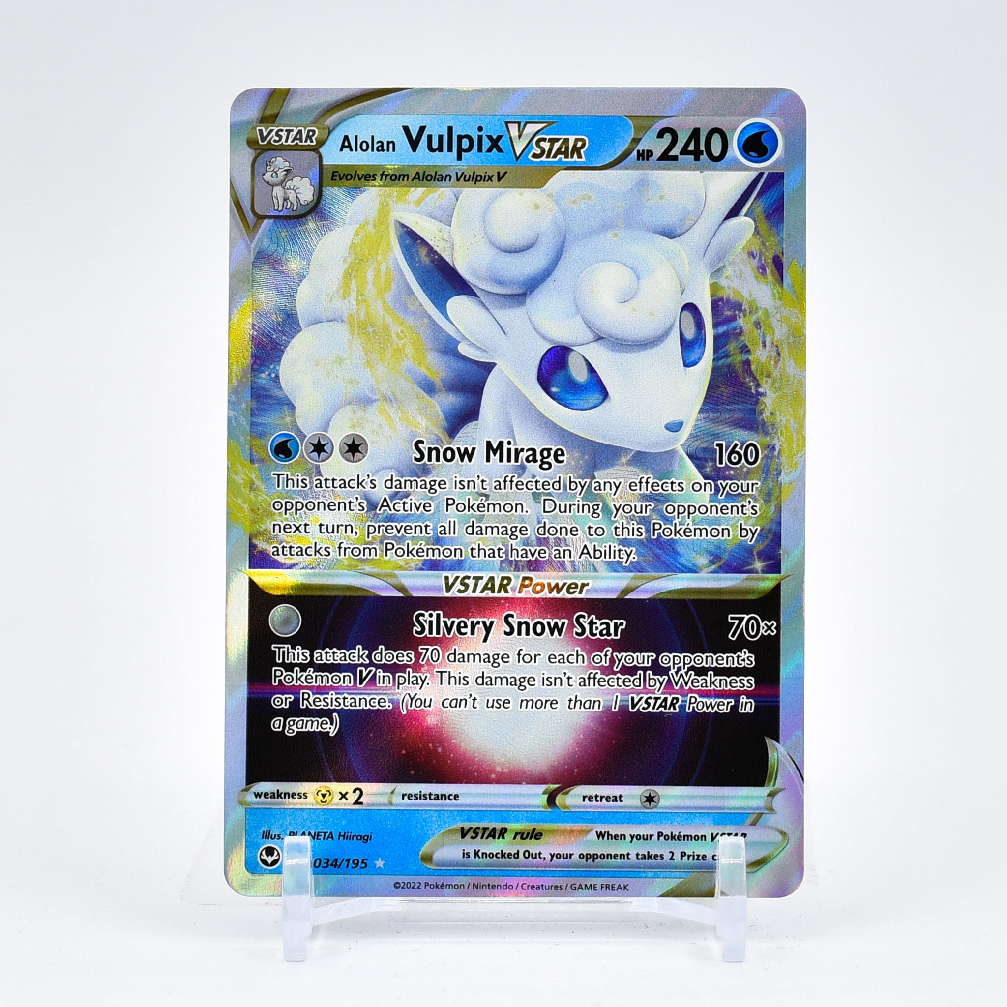 Alolan Vulpix Vstar - 034/195 Silver Tempest Ultra Rare Pokemon - NM/MINT