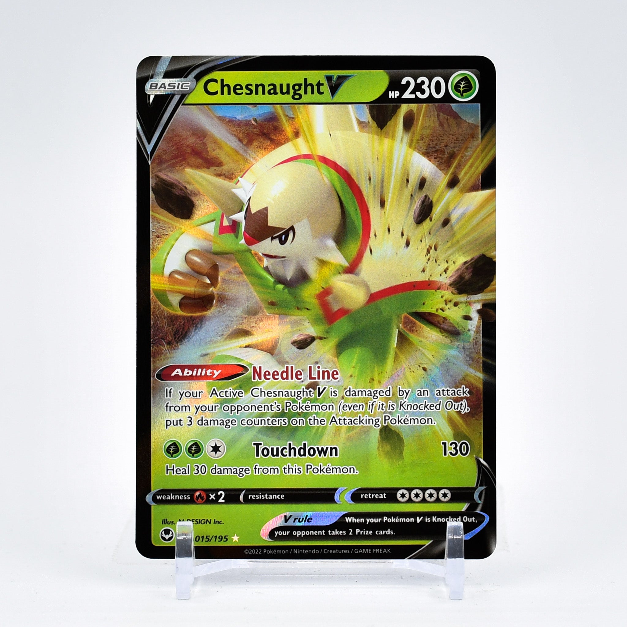 Chesnaught V - 015/195 Silver Tempest Ultra Rare Pokemon - NM/MINT