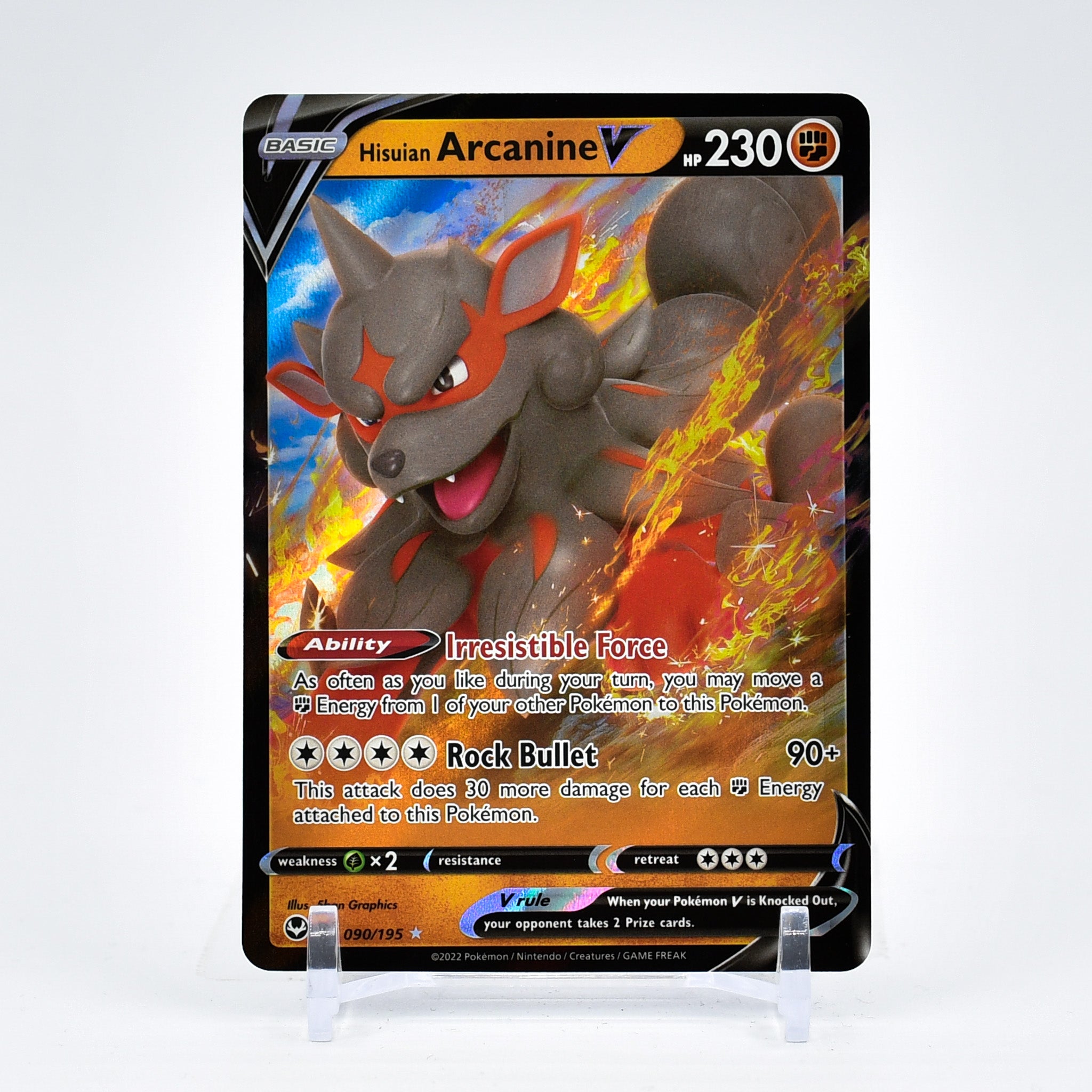 Hisuian Arcanine V - 090/195 Silver Tempest Ultra Rare Pokemon - NM/MINT