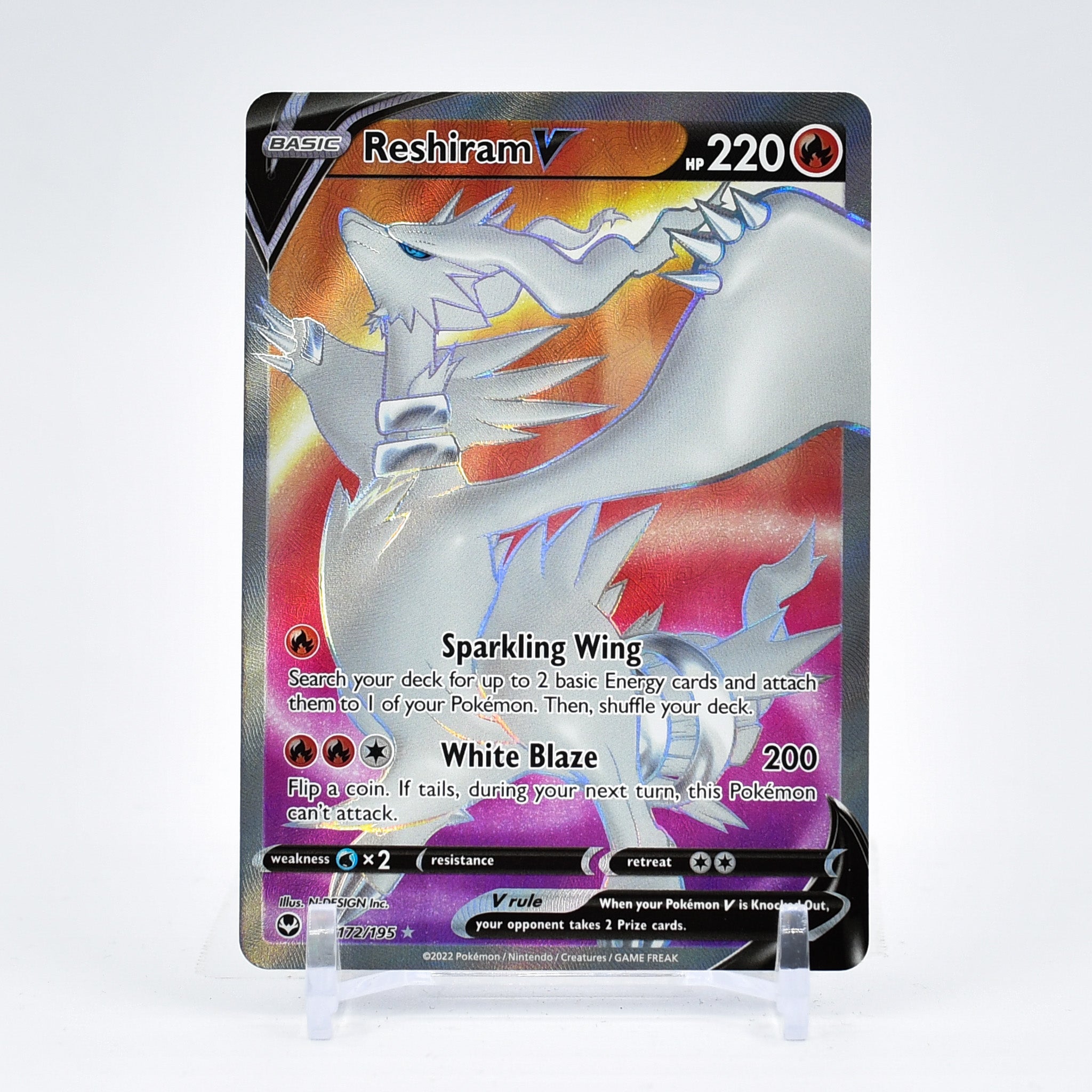 Reshiram V - 172/195 Silver Tempest FULL ART Pokemon - NM/MINT