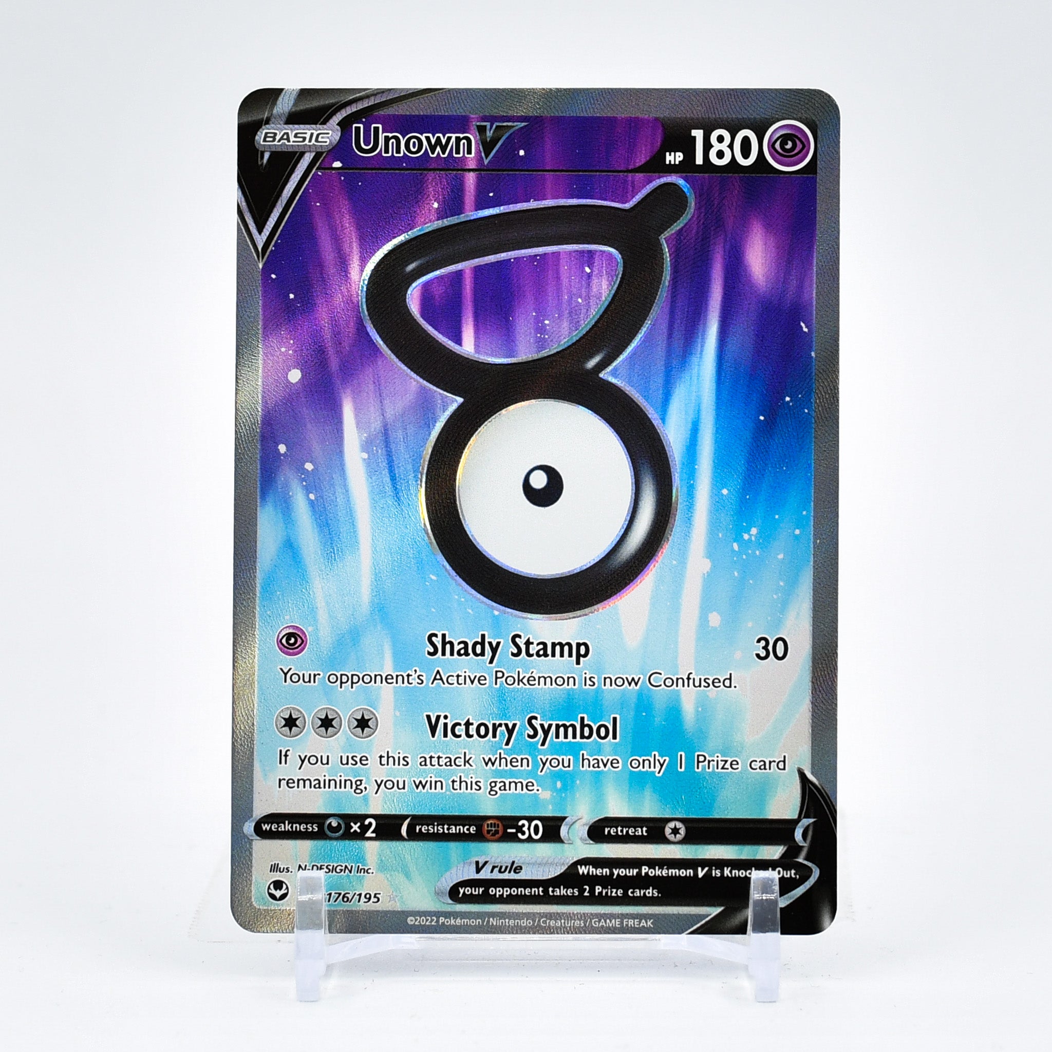 Unown V - 176/195 Silver Tempest FULL ART Pokemon - NM/MINT