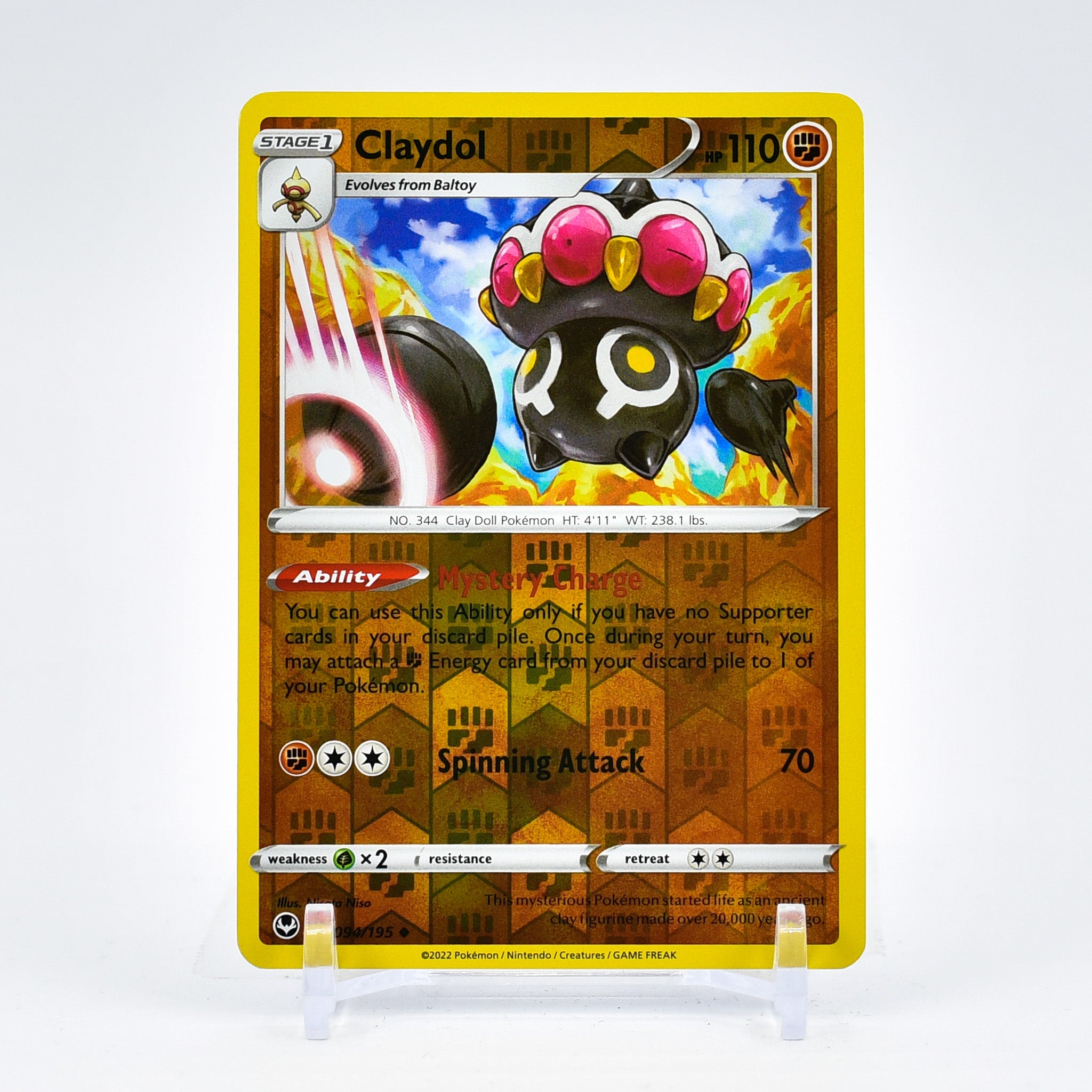 Claydol - 094/195 Silver Tempest Reverse Holo Uncommon Pokemon - NM/MINT