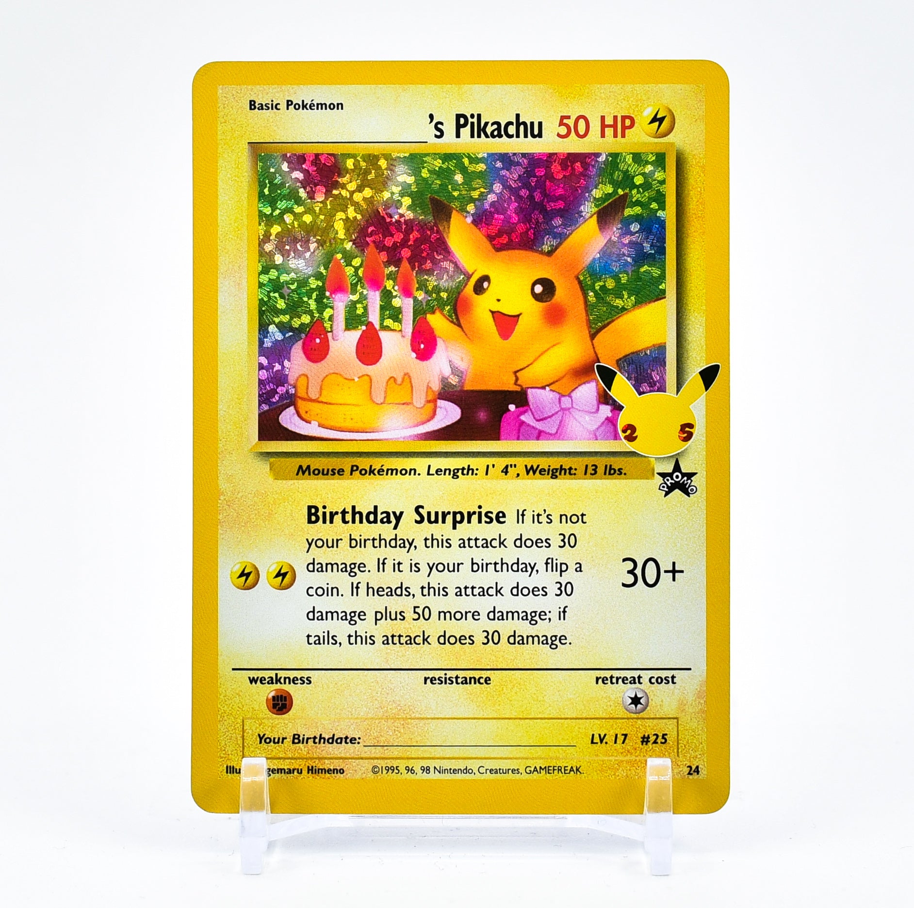 Birthday Pikachu - Celebrations 25th Anniversary Classic Collection Pokemon - NM/MINT