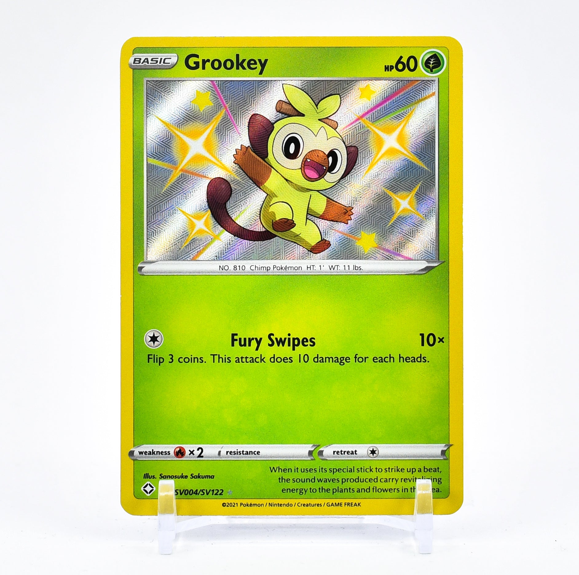 Grookey - SV004/SV122 Shining Fates SHINY Holo Rare Pokemon - NM/MINT