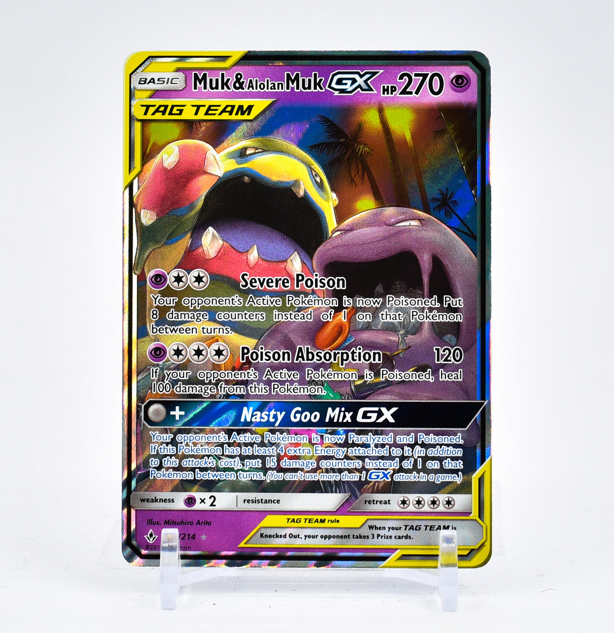 Muk & Alolan Muk GX - 61/214 Unbroken Bonds Ultra Rare Pokemon - NM/MINT