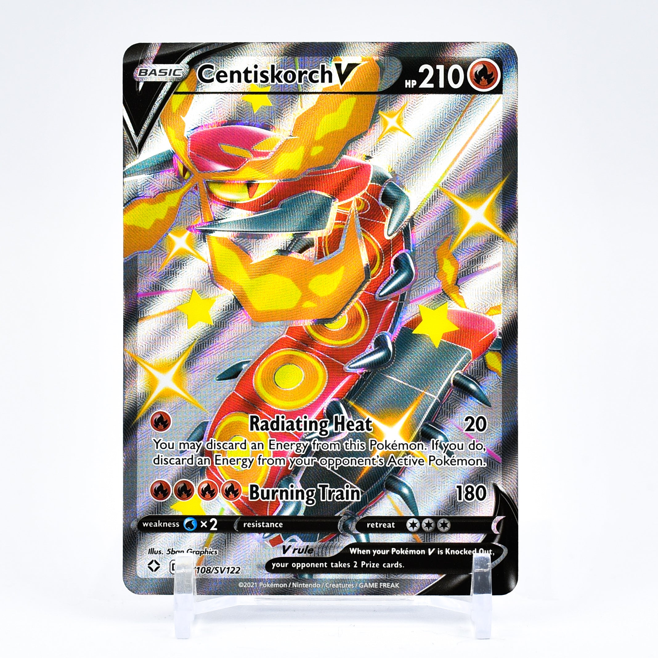 Centiskorch V - SV108/SV122 Shining Fates FULL ART SHINY Pokemon - NM/MINT
