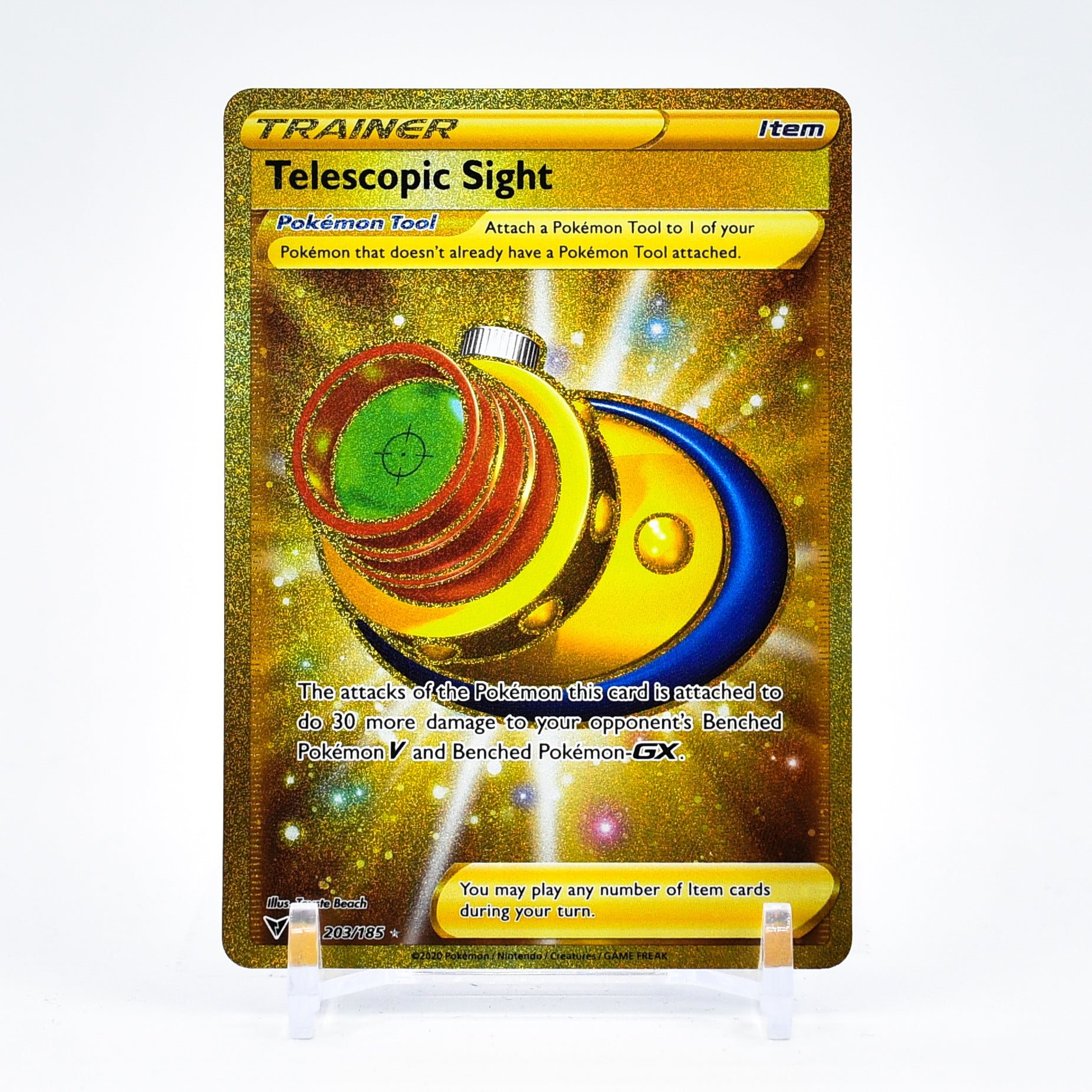 Telescopic Sight - 203/185 Vivid Voltage SECRET RARE GOLD Trainer - NM/MINT