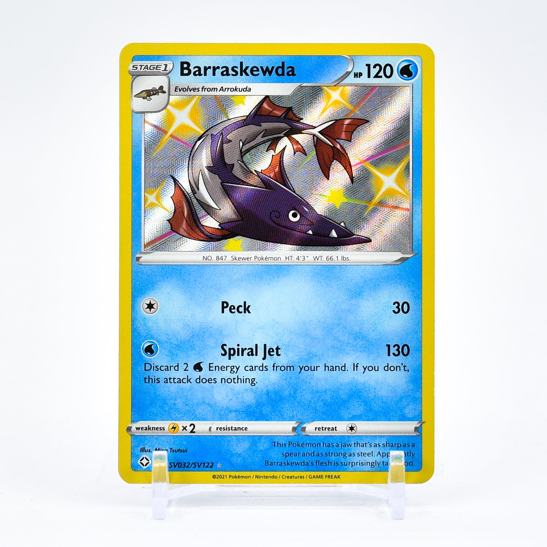 Barraskewda - SV032/SV122 Shining Fates SHINY Holo Rare Pokemon - NM/MINT